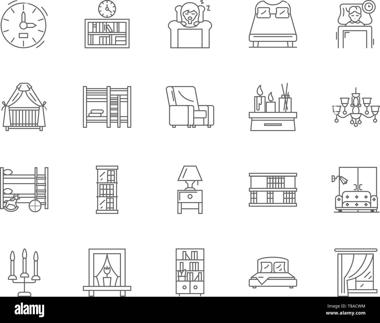 Schlafzimmer Zeile Fur Symbole Zeichen Vektor Abbildung Konzept Stock Vektorgrafik Alamy