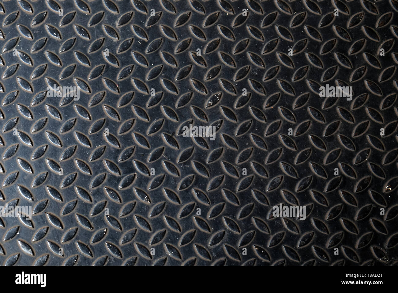 Bodenplatte aus Metall mit Diamond stahl Muster, Blech Textur Hintergrund. Stockfoto