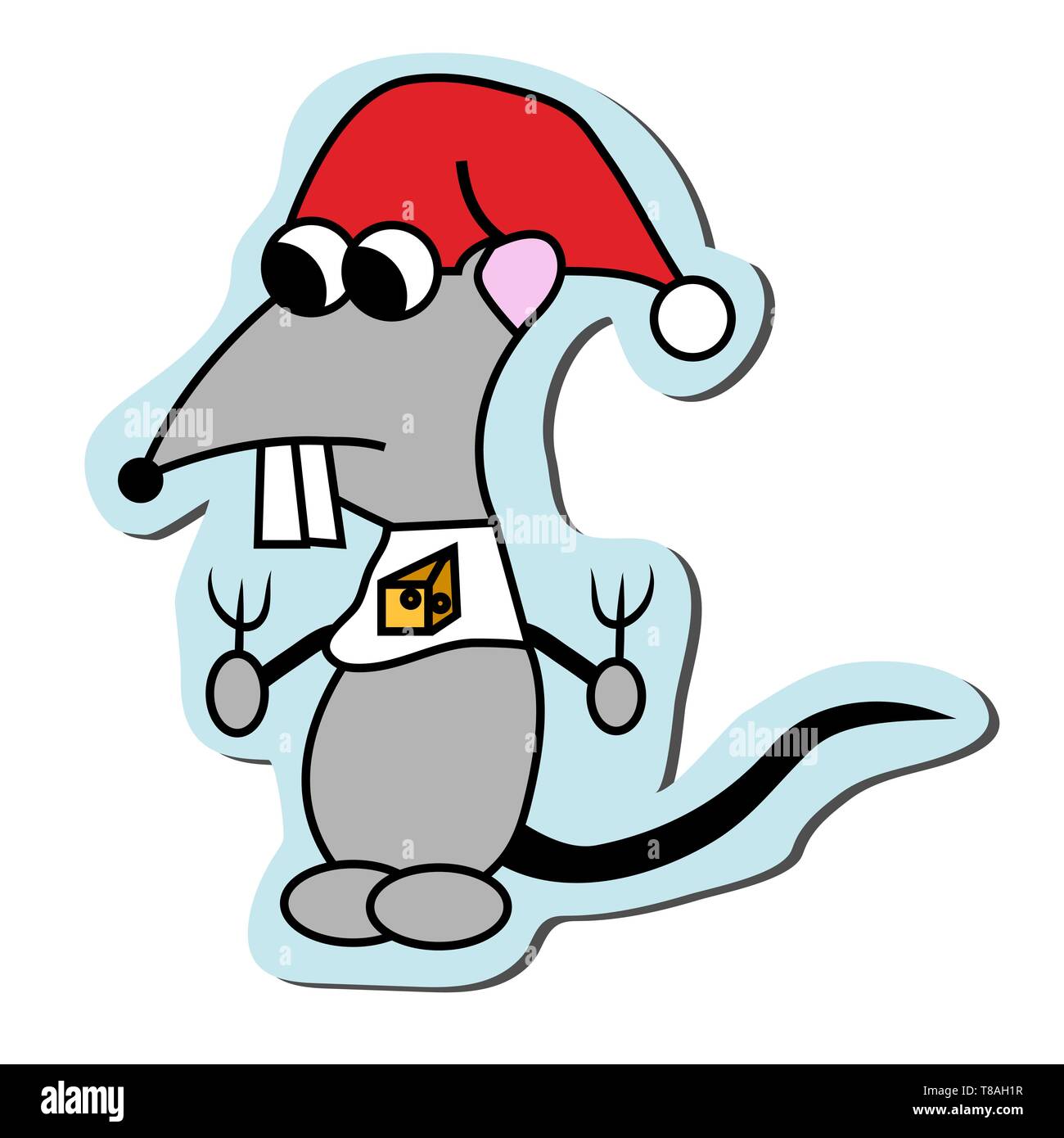 2020 hungrige Zeichen Aufkleber chinesische Jahr der Ratte. Isolierte Vector Illustration Stock Vektor