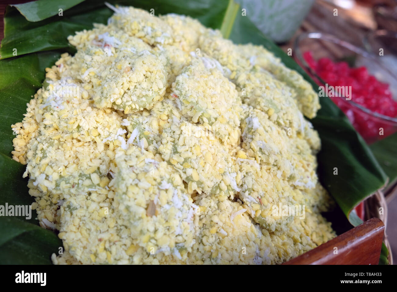 Süße Nachspeise im Thai Stil, traditionelle Thai Food Stil Stockfoto