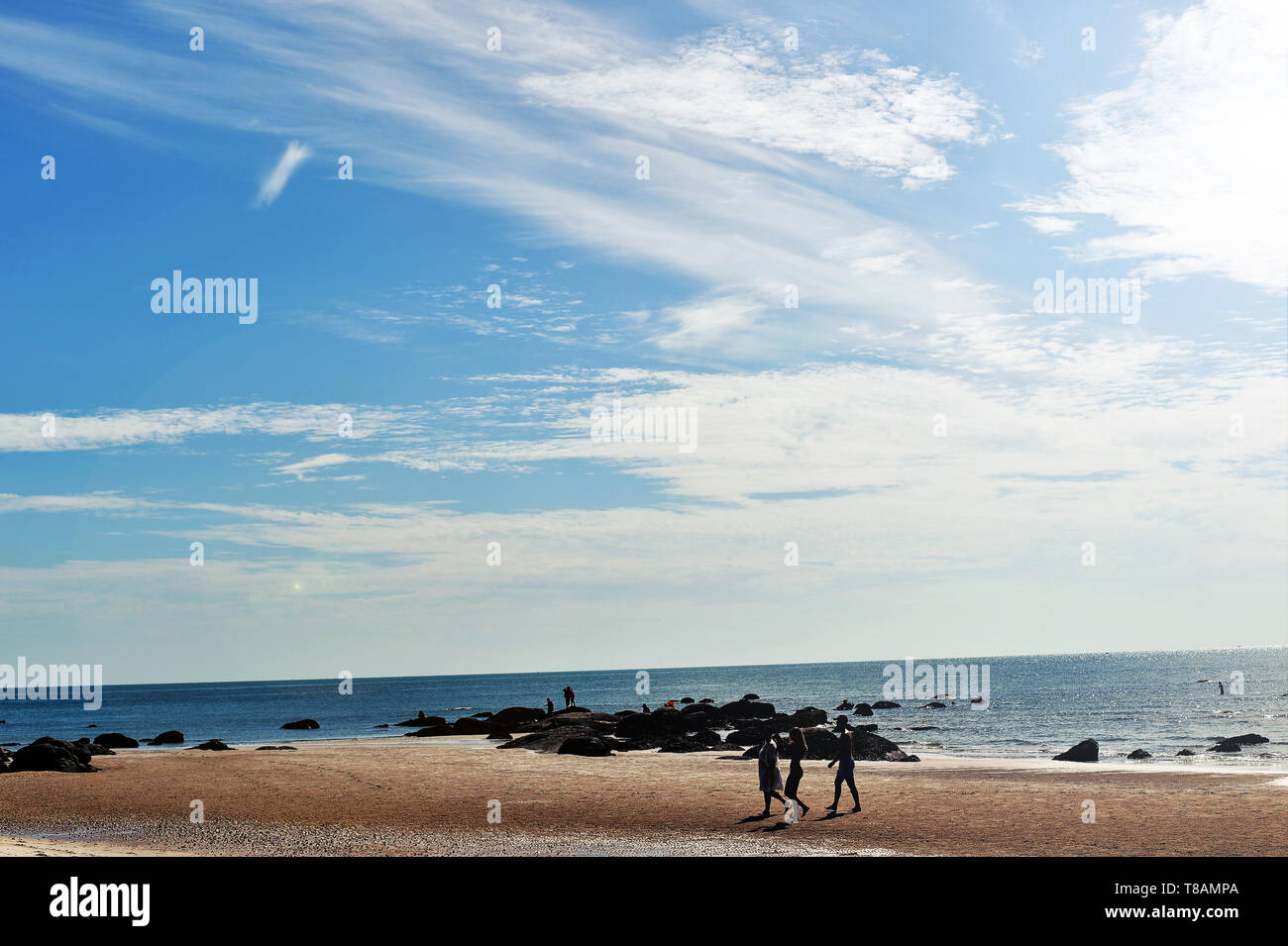 Tropischen Strand, Sommer Meer sonnige Himmel Hintergrund Stockfoto