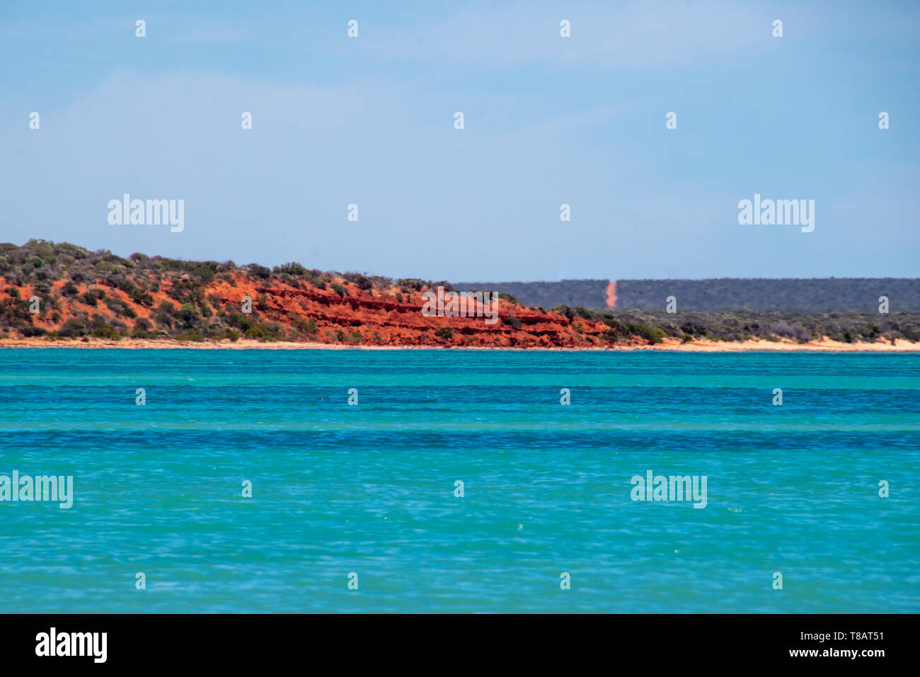 Roter Sand Stone Cliff am Strand von Shark Bay Australien Stockfoto