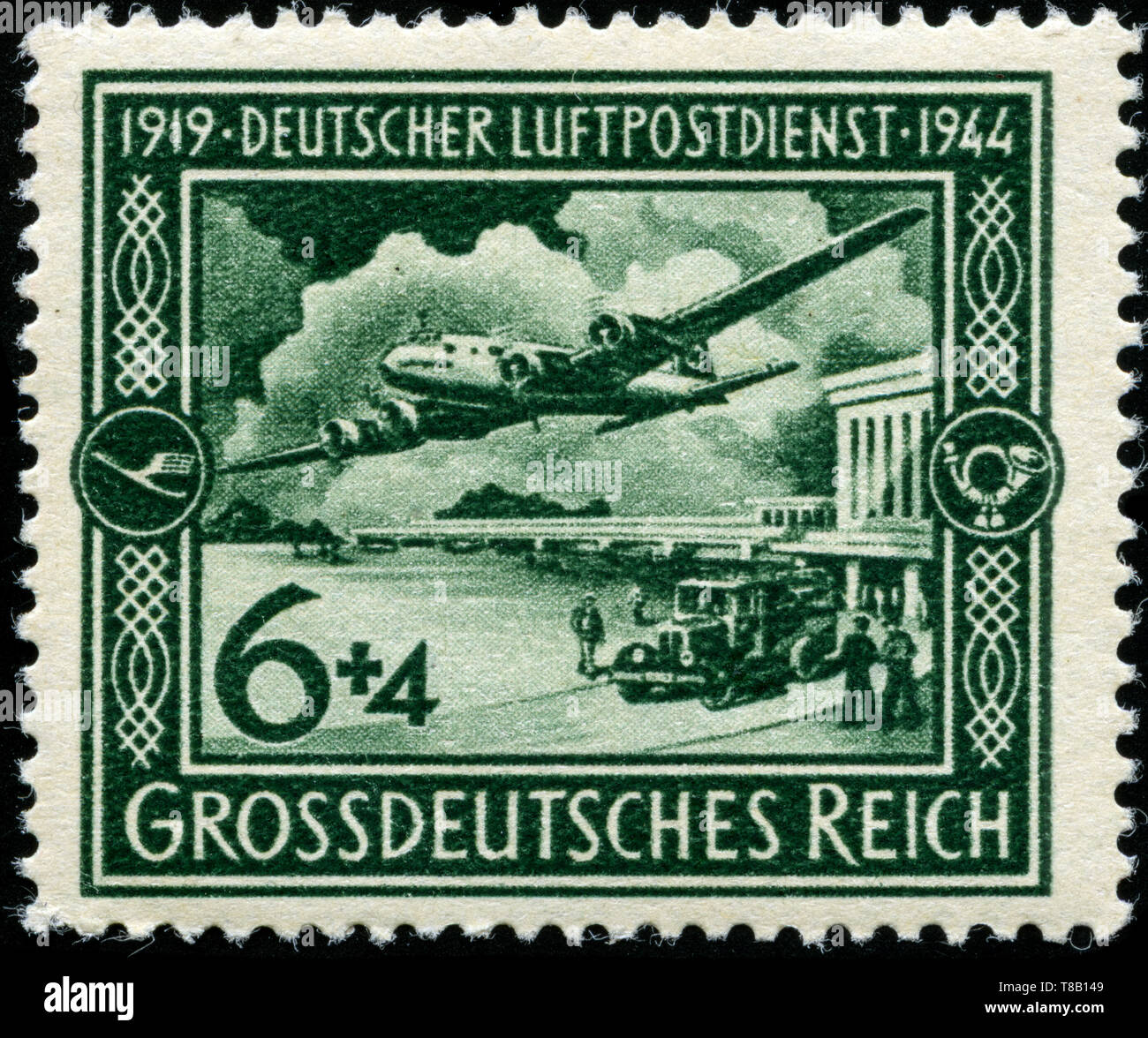 Briefmarken aus dem Deutschen Reich in den 25 Jahren deutsche Luftpost Serie 1944 ausgestellt Stockfoto