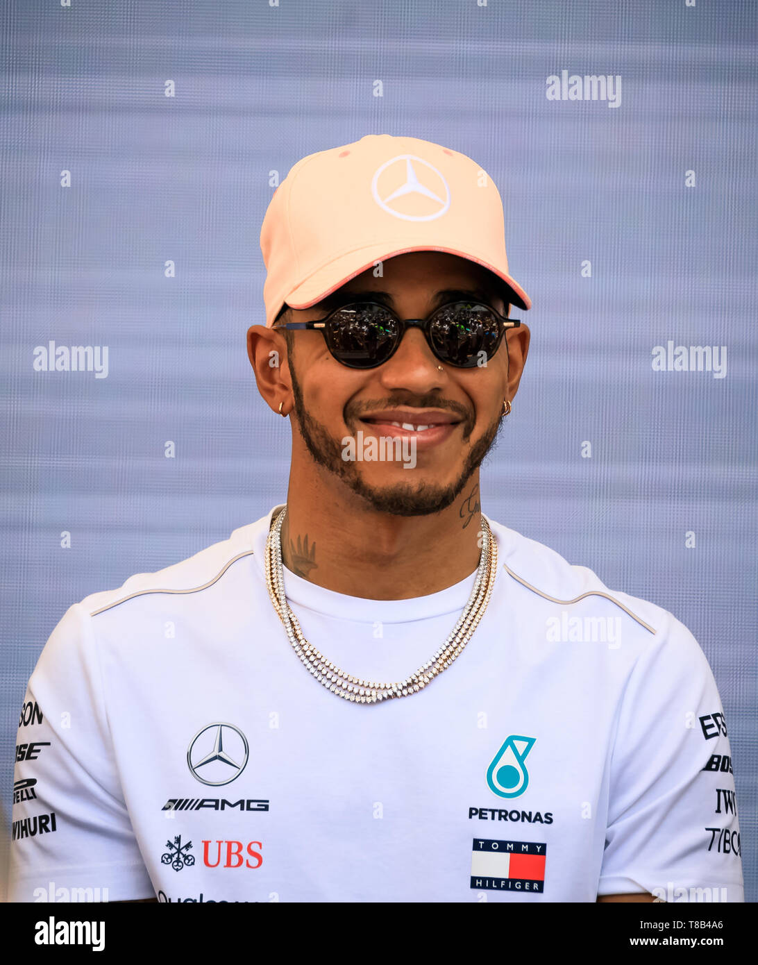 Monte Carlo, Monaco - 25. Mai 2018: britische Rennfahrer Lewis Hamilton, 5 Mal Formel-1-Weltmeister auf der Monaco F1 Grand Prix Rennen fan Event Stockfoto