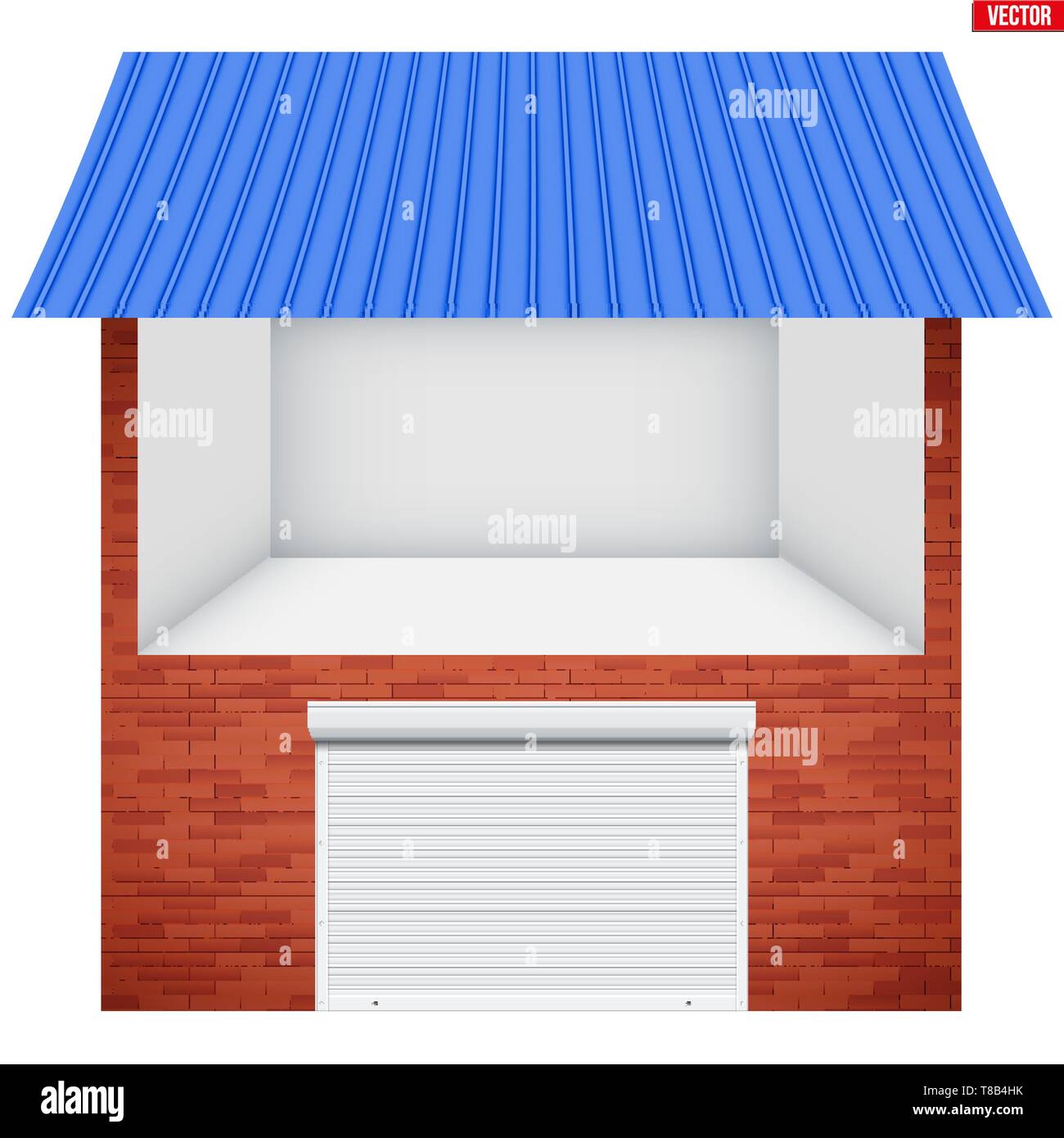 Haus und Garage mit Rolltor system Stock Vektor