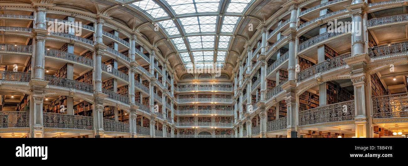 Baltimore Peabody Offene Bibliothek grosse Ansicht Stockfoto