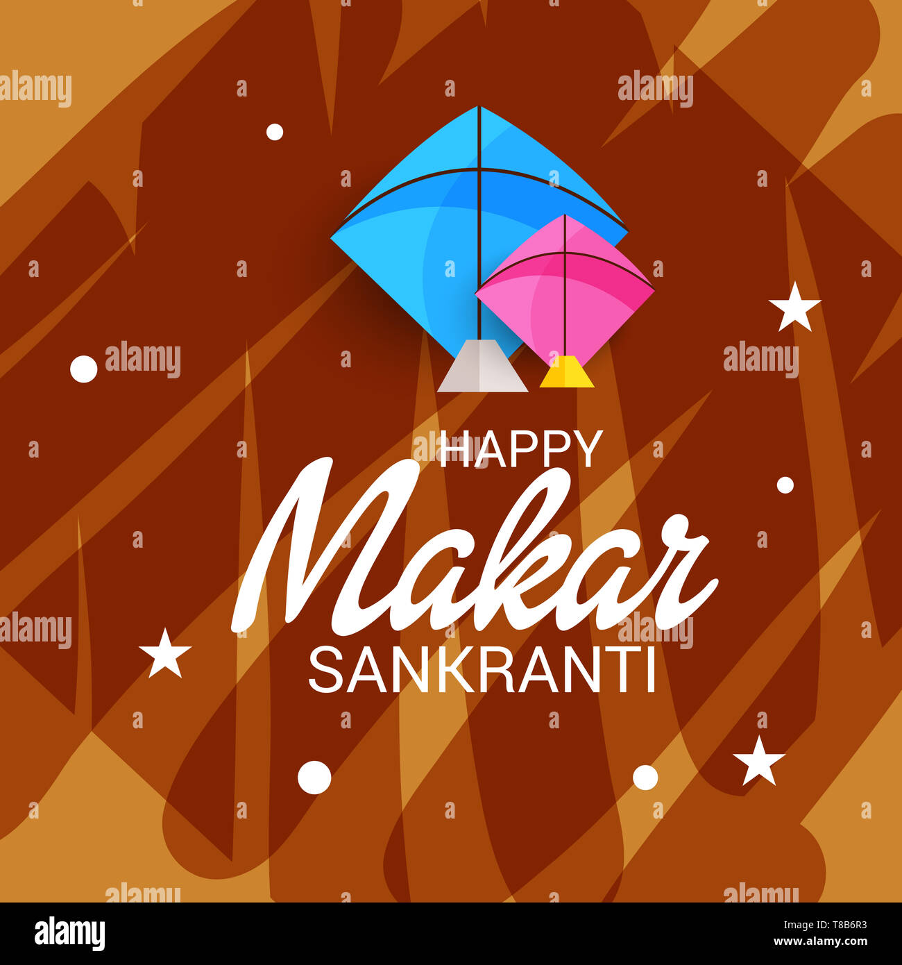 Vector Illustration eines Hintergrund für Traditionelle indische Fest feiern Makar Sankranti mit bunten Drachen. Stockfoto