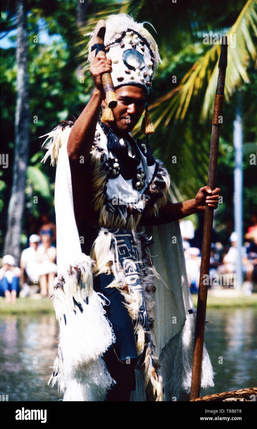 Kanu Parade, Polynesian Cultural Center, Oahu, Hawaii Stockfoto
