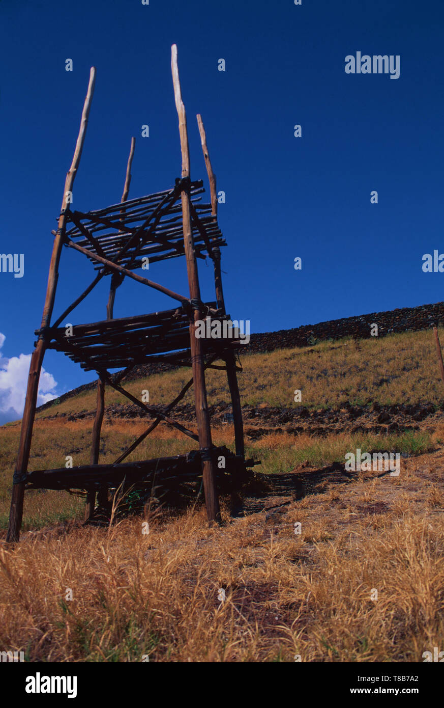 Mit Plattform, Puukohola National Historic Site, Hawaii Stockfoto