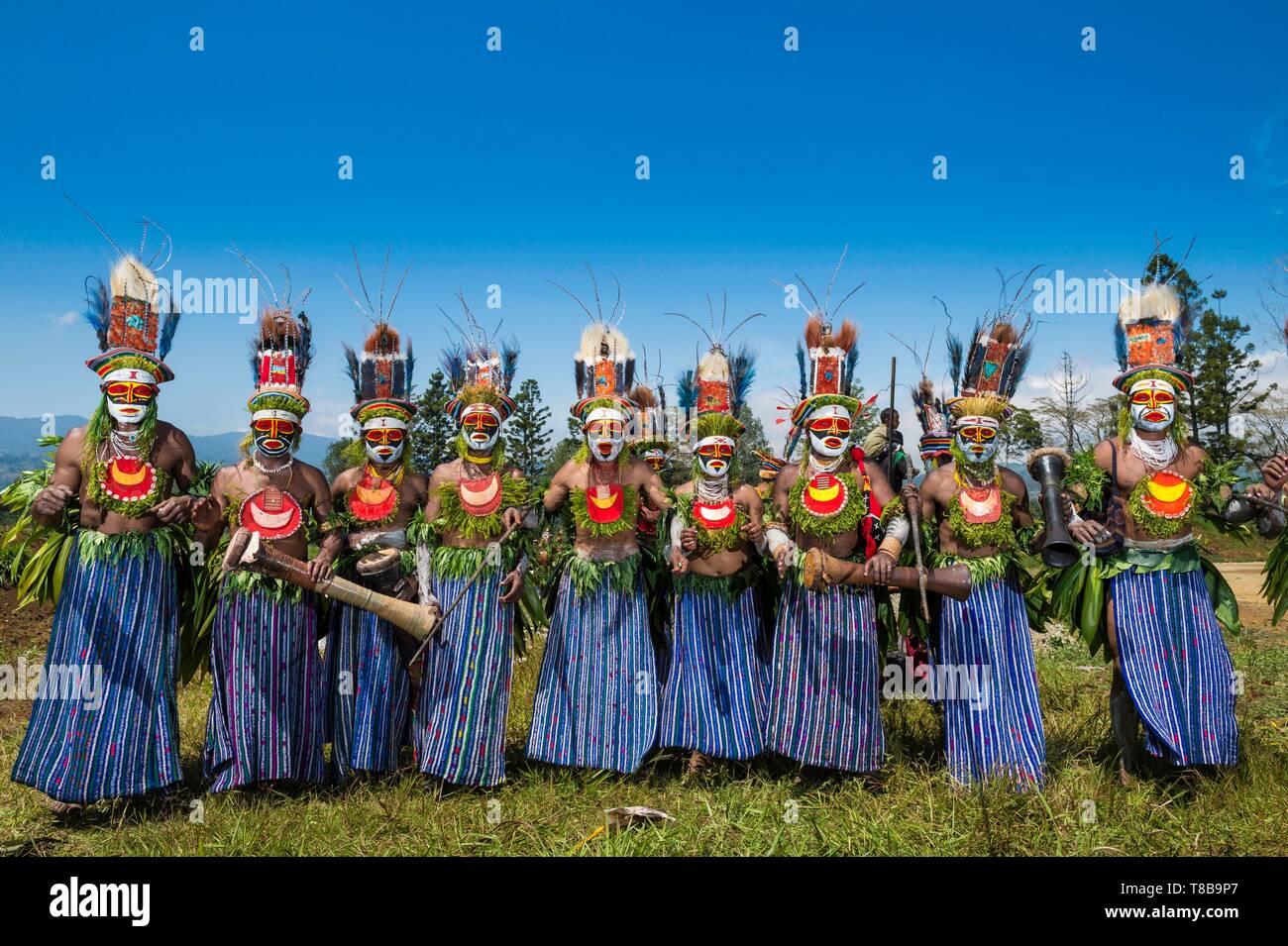 Papua-neuguinea Western Highlands Provinz, Wahgi Tal, Mount Hagen, Hagen zeigen, Festival, singsing Gruppe von Mount Hagen Region Stockfoto