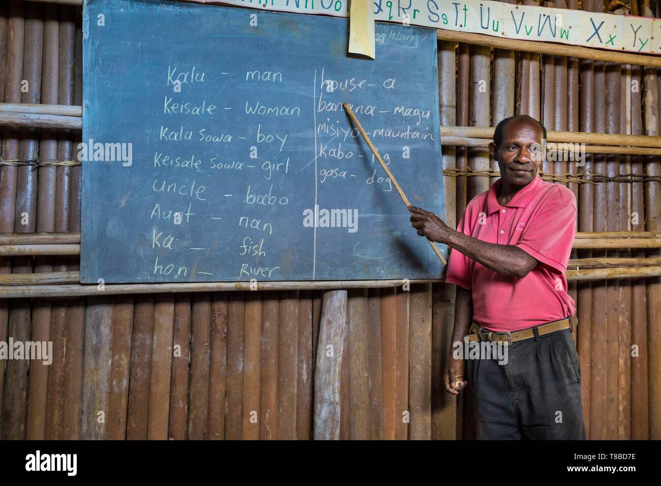 Papua-neuguinea, Southern Highlands Provinz, Bosavi, Sugu Kaluli Stamm, Dorf, Klassenzimmer Stockfoto