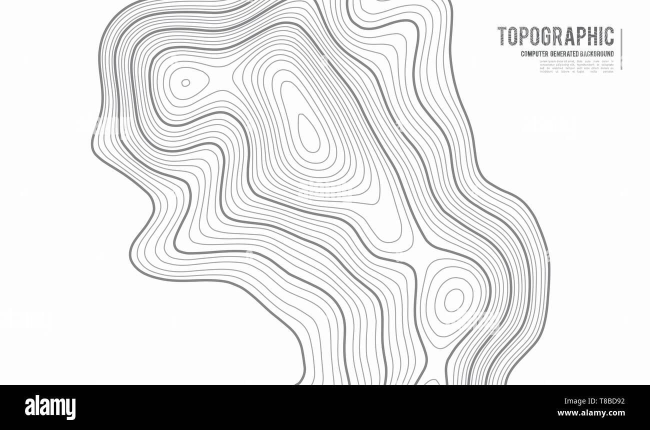 Grauen Konturen vektor Topographie. Geographische Berg Topographie Vector Illustration. Topografische Muster Textur. Karte auf dem Land vektor Gelände Stock Vektor