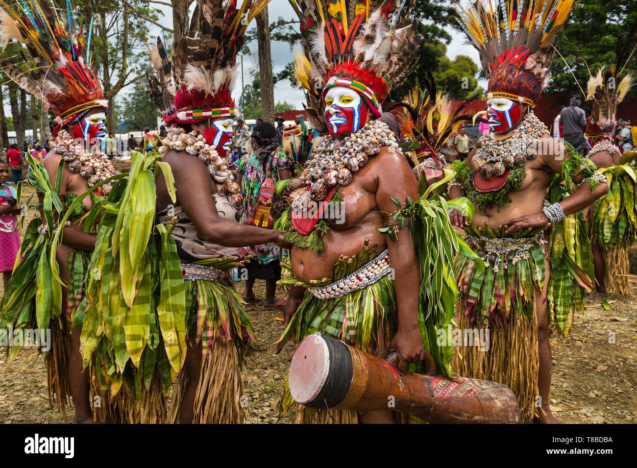 Papua-neuguinea Western Highlands Provinz, Wahgi Tal, Mount Hagen Region, Mount Hagen Festival, singsing Gruppe aus Hagen, Stockfoto