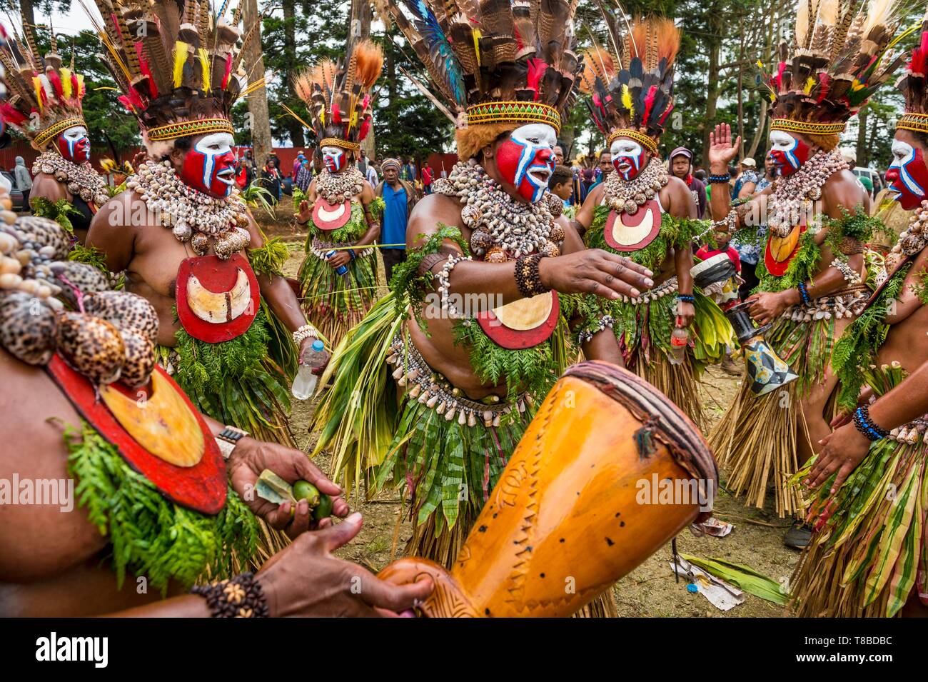 Papua-neuguinea Western Highlands Provinz, Wahgi Tal, Mount Hagen Region, Mount Hagen Festival, singsing Gruppe aus Hagen, Stockfoto