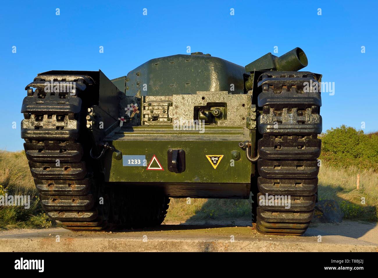 Frankreich, Calvados, Courseulles-sur-Mer, Juno Beach, Kanadische tank Avre Churchill Stockfoto