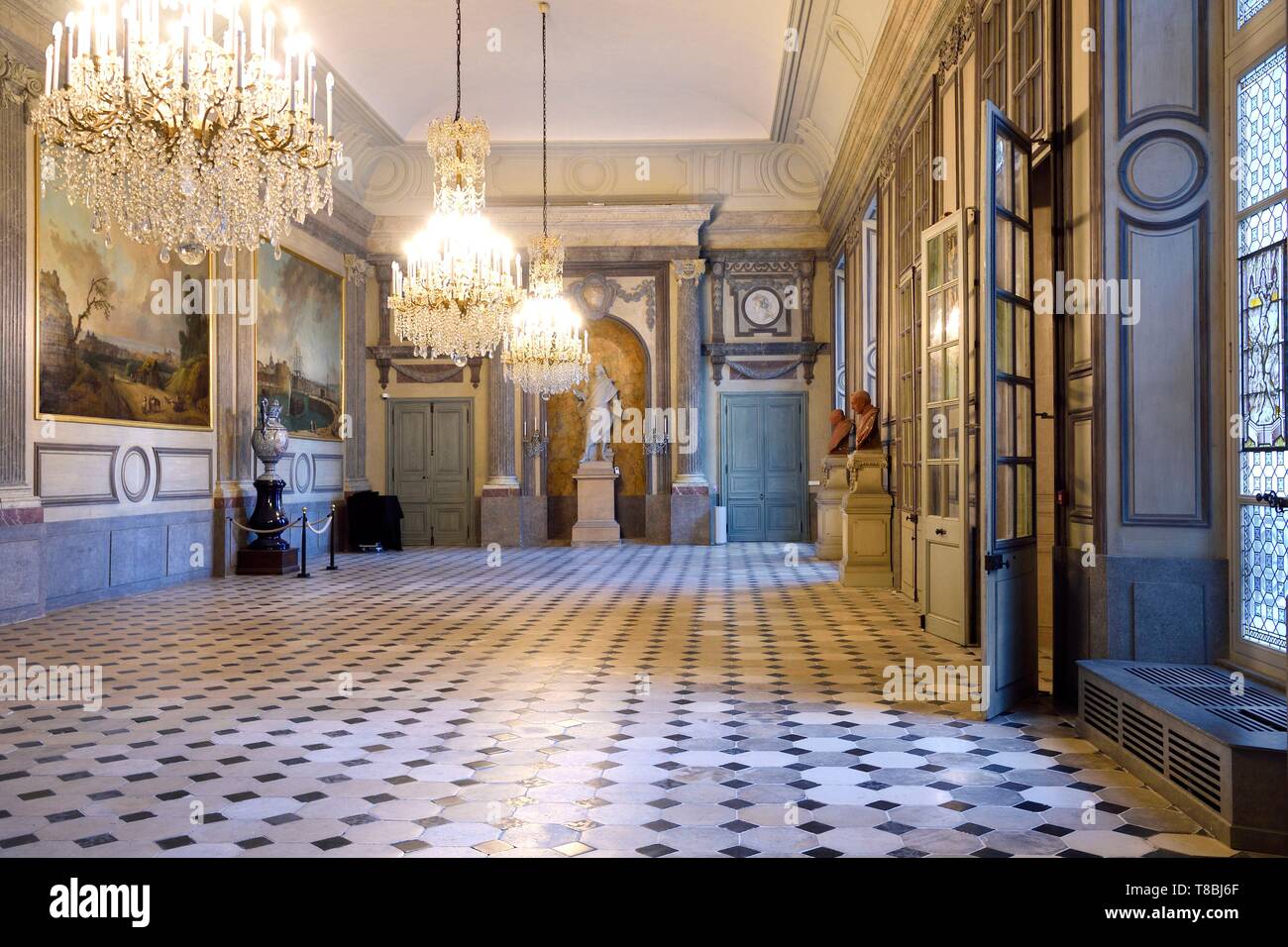 Frankreich, Seine Maritime, Rouen, den Erzbischöflichen Palast, historische Jeanne d'Arc Museum, Salle des Etats (Zimmer) mit Gemälden von Hubert Robert Stockfoto