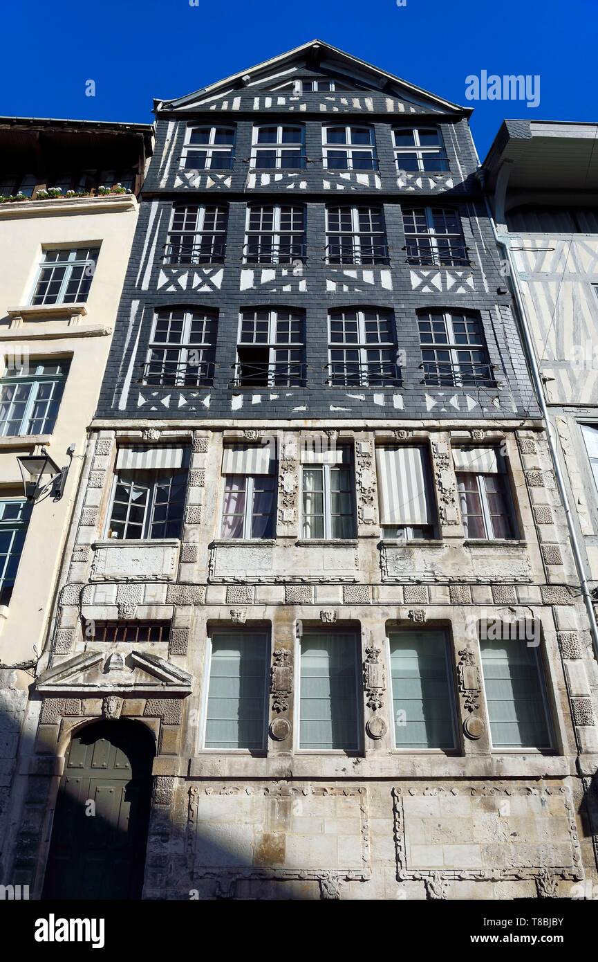 Frankreich, Seine-Maritime, Rouen, Master-textilhändler Haus von Beginn des 17. Jahrhunderts in 158 rue Eau-de-Robec Stockfoto