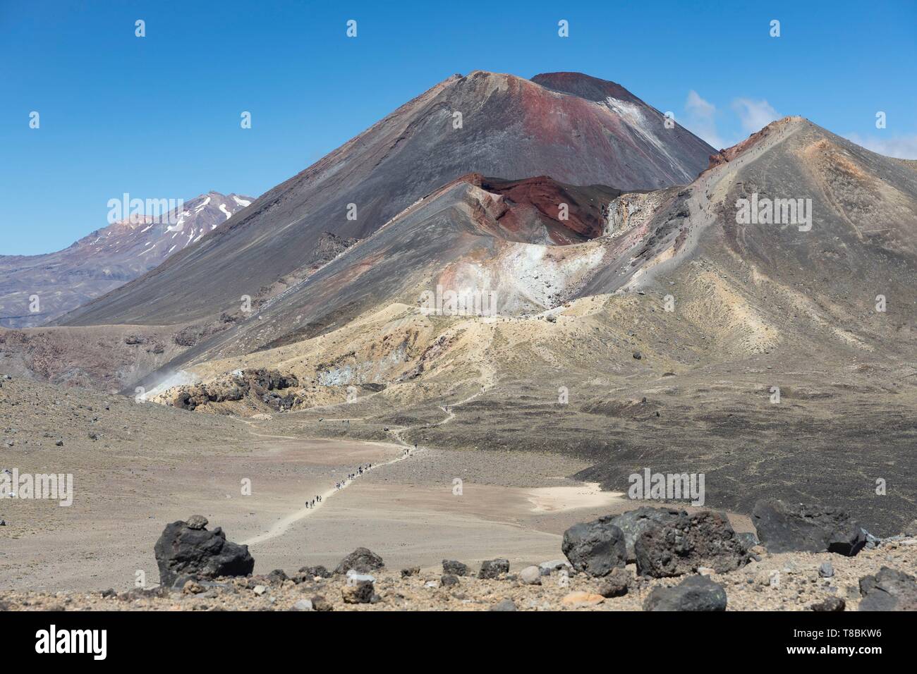 Neuseeland, Nordinsel, Waikato Region, Tongariro Nationalpark, UNESCO-Weltkulturerbe, Tongariro und Ngauruhoe Vulkane Stockfoto