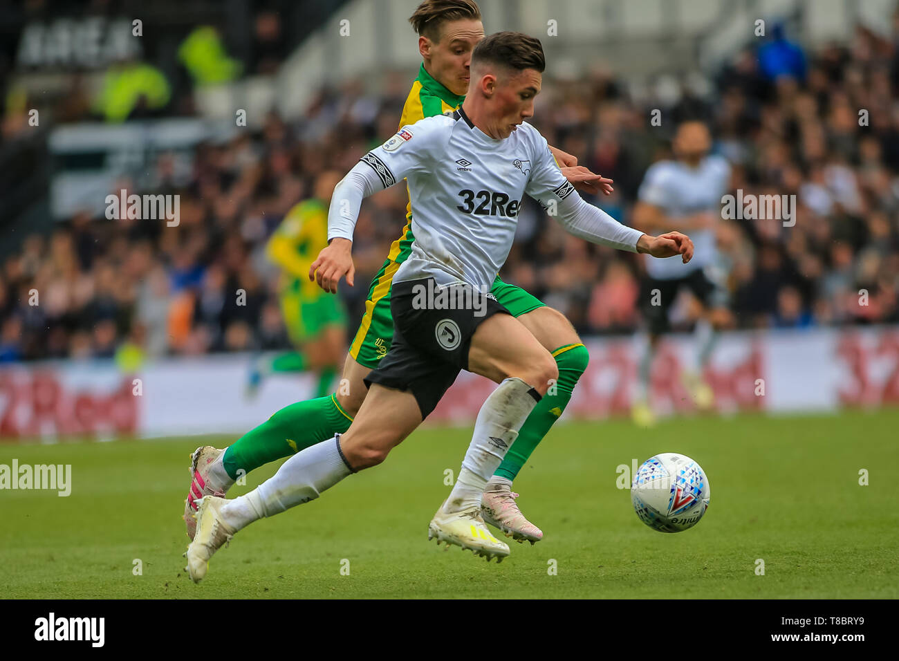 5. Mai 2019, Pride Park, Derby, England; Sky Bet Meisterschaft, Derby County vs West Bromwich Albion; Maurer Berg (08) von Derby County am Ball Quelle: Craig Milner/News Bilder der Englischen Football League Bilder unterliegen DataCo Lizenz Stockfoto