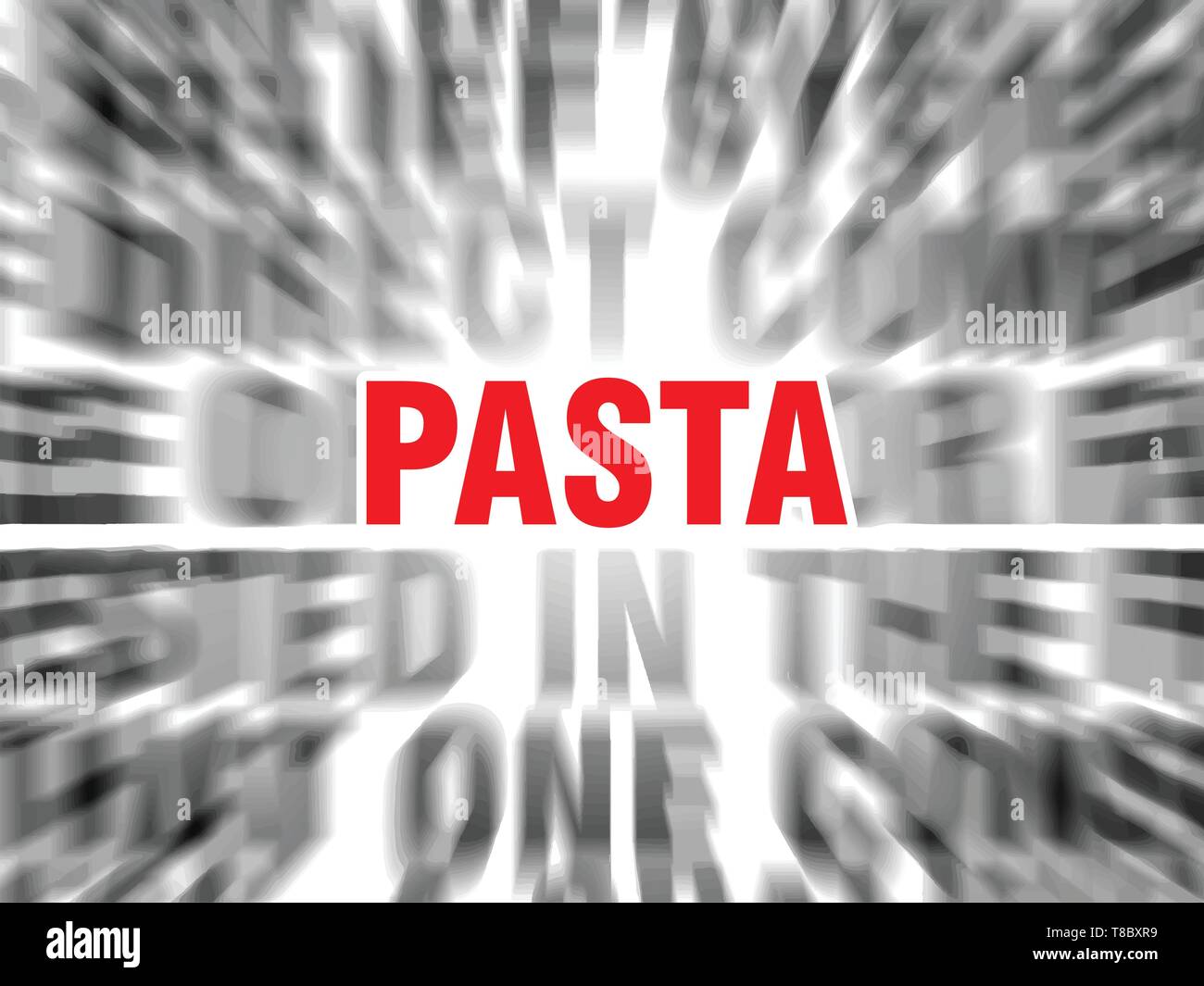Unscharfer Text mit Fokus auf Pasta Stock Vektor