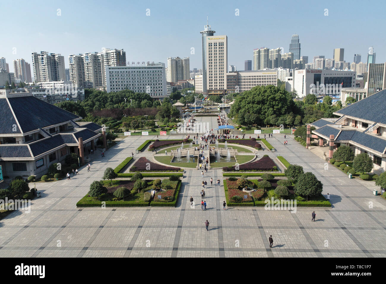 Innenhof von Hubei Provincial Museum in Wuhan, China Stockfoto