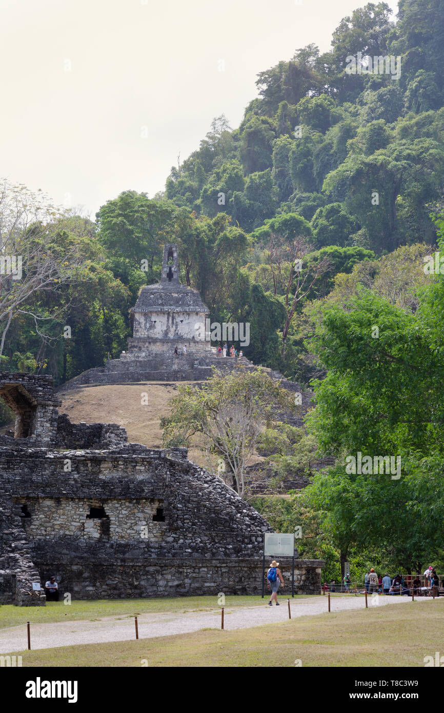 Palenque Mexiko - Tempel der Sonne, Teil des Tempel des Kreuzes Komplex in die Maya Ruinen UNESCO Weltkulturerbe, Palenque Lateinamerika Stockfoto