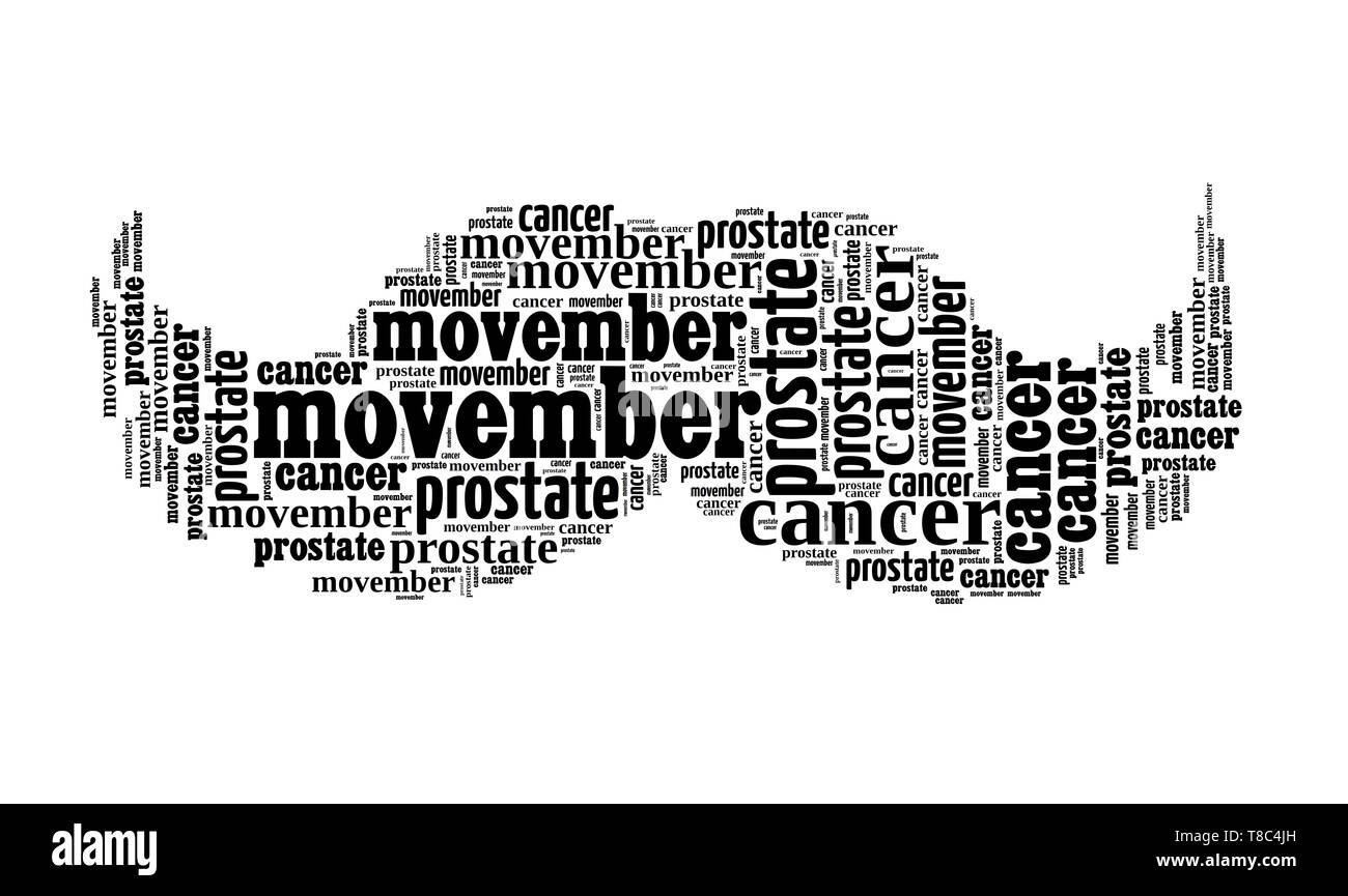 Schnurrbärte geformte Wort Wolke aus Namen für schnurrbärte Stile. Movember Unterstützung für Männer Gesundheit Bewusstsein im November. Stockfoto