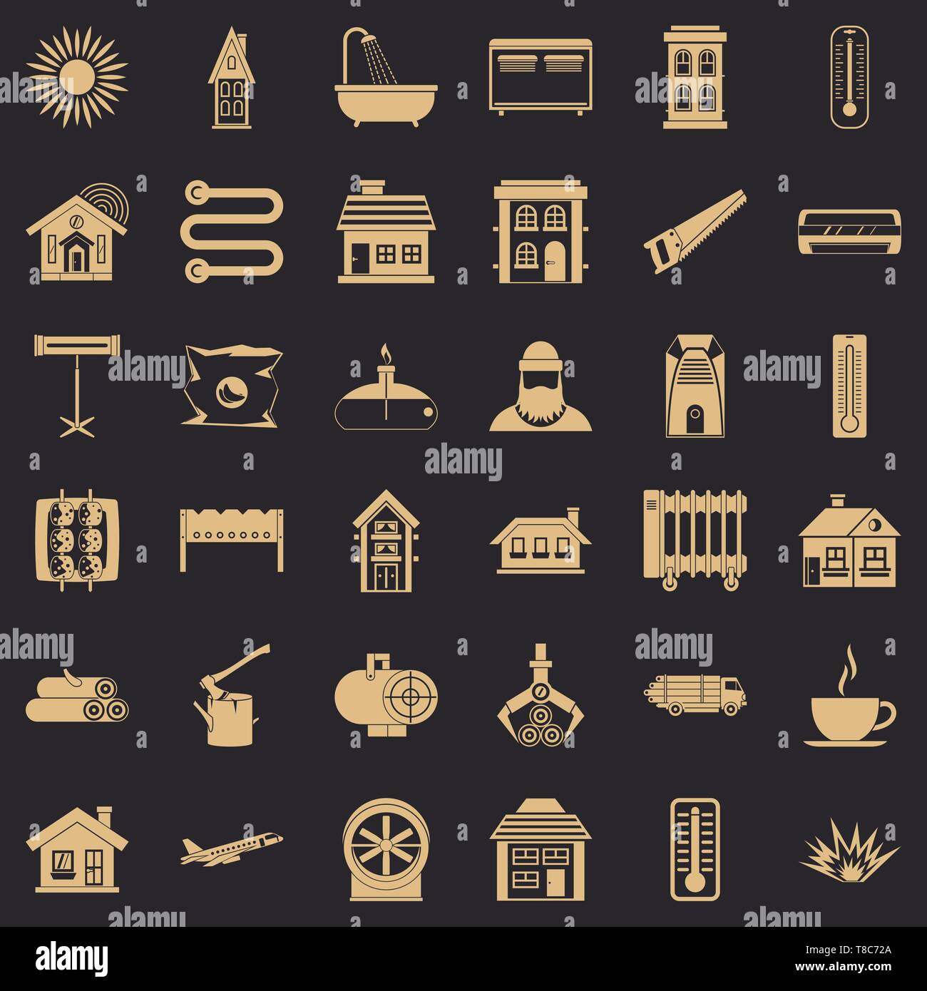 Warme Symbole gesetzt, einfachen Stil Stock Vektor