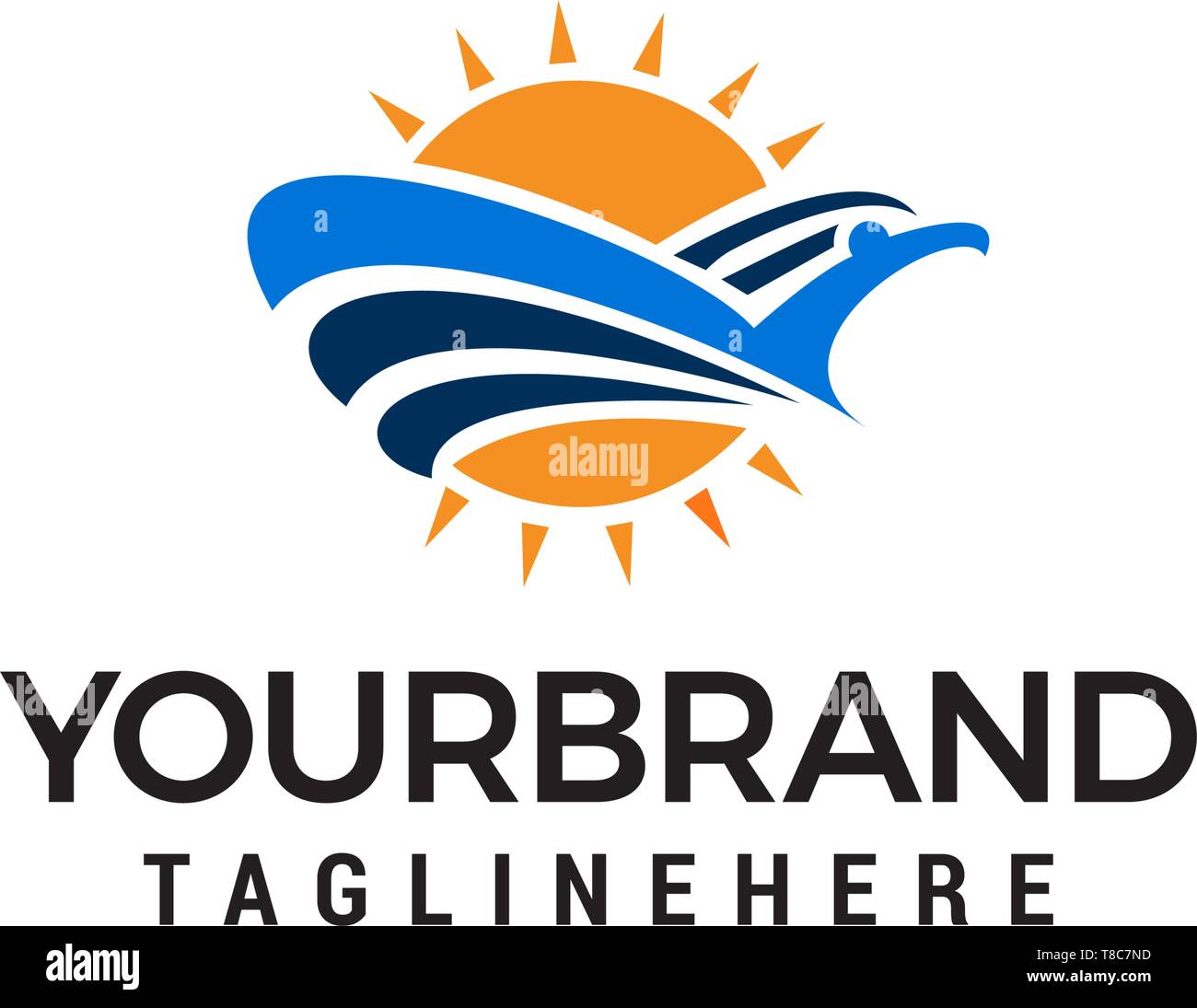 Vogel und Sun Logo Design template Vector Stock Vektor