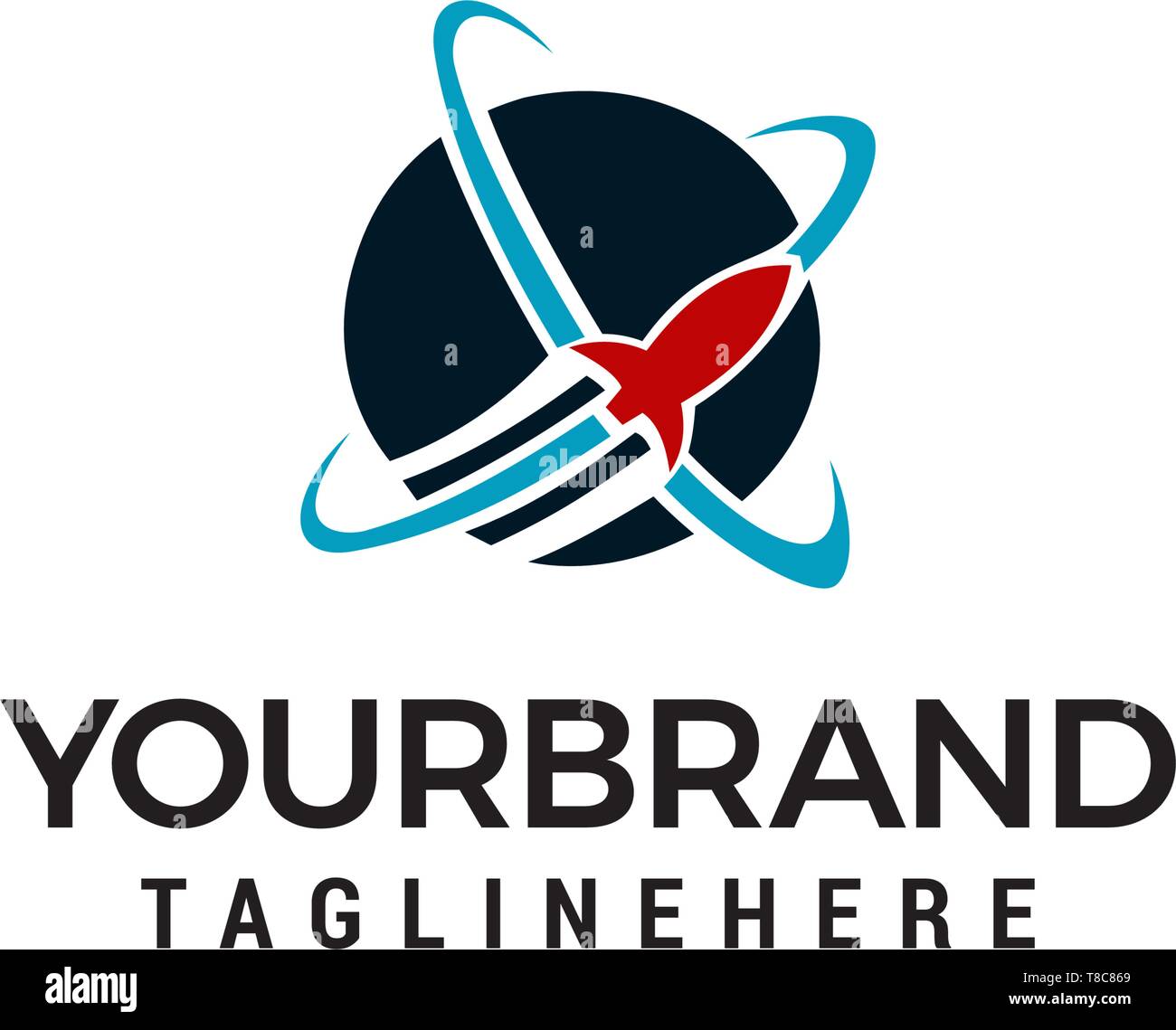 Schneller Fliegen Rakete Logo Design Konzept Vorlage Vektor Stock Vektor