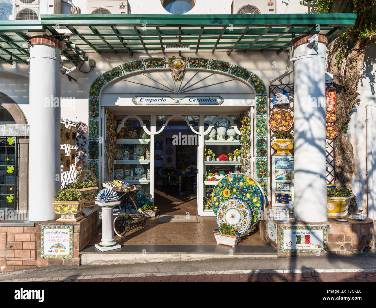 Keramik shop, Positano, Amalfi, Italien Stockfoto