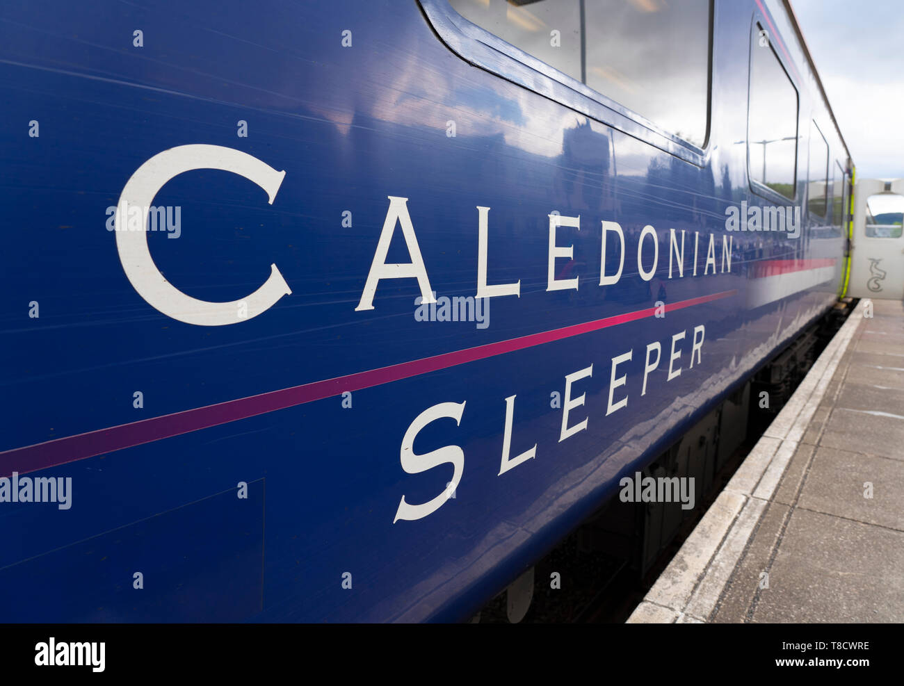 Caledonian Sleeper Schlitten in Fort William, Schottland, UK Stockfoto