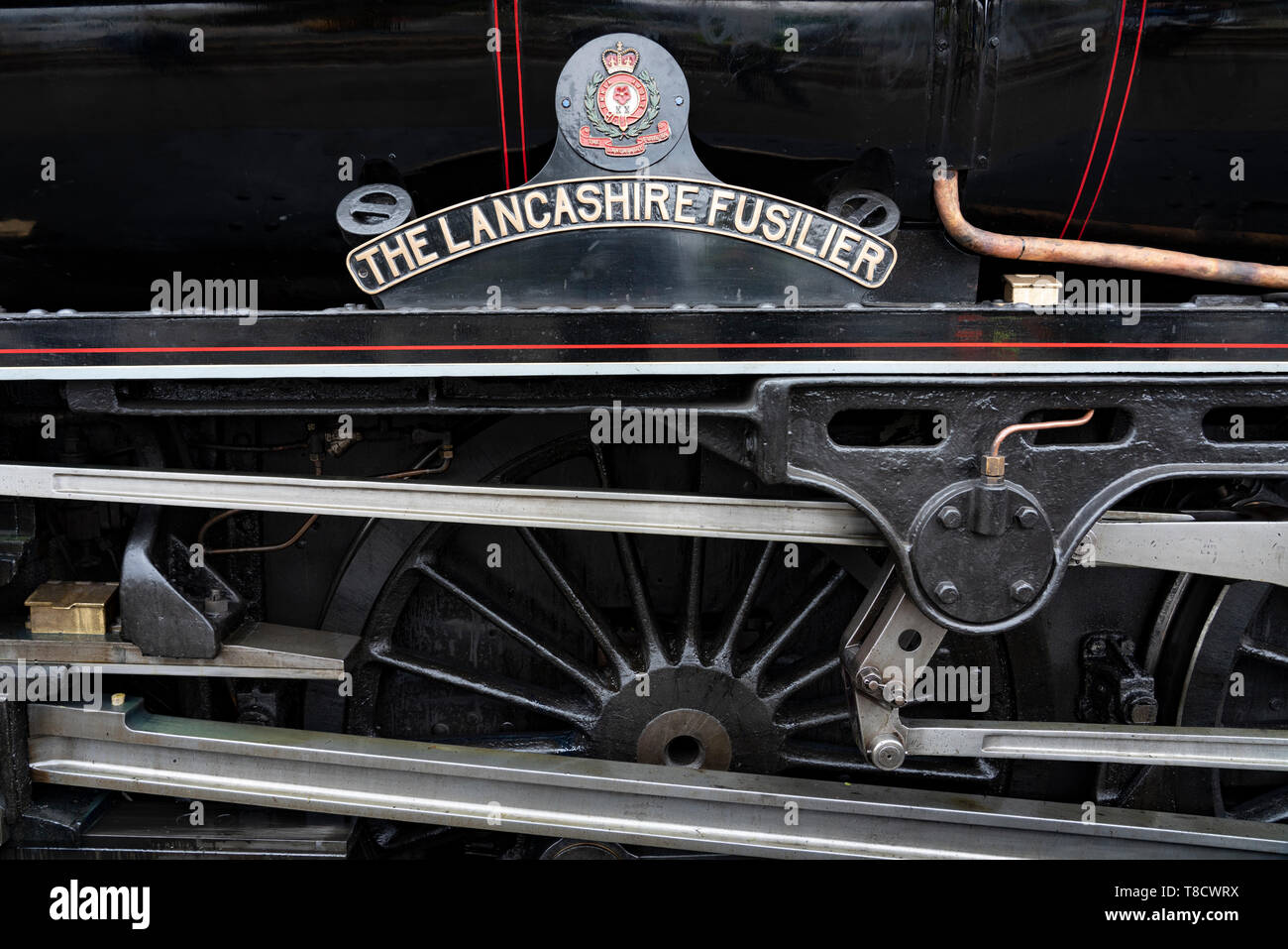 Der Lancashire Füsilier Rauchfahne, bekannt als Das jacobite, ziehen touristischen Zug an der West Highland Line in Fort William in Schottland, Großbritannien Stockfoto