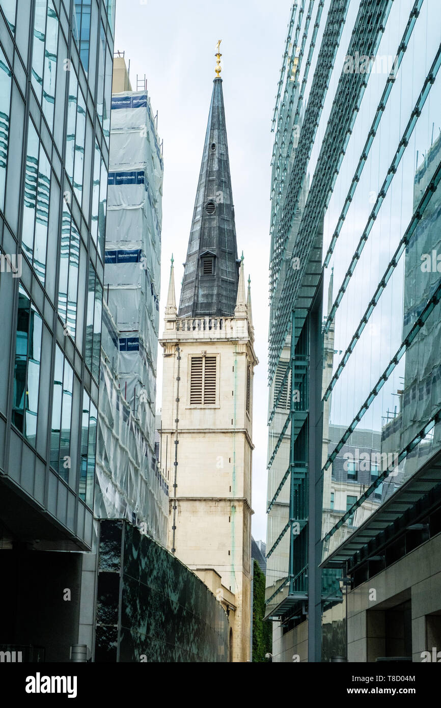 Gilde Kirche St. Margret Pattens, Rood Lane, London Stockfoto