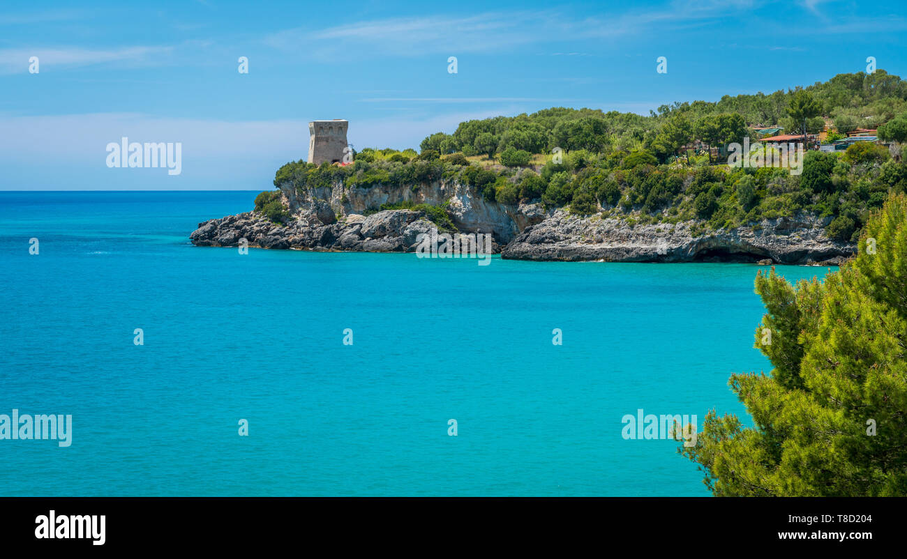 Erstaunlich Mittelmeer Strand von Marina di Camerota, Cilento, Kampanien, Süditalien. Stockfoto