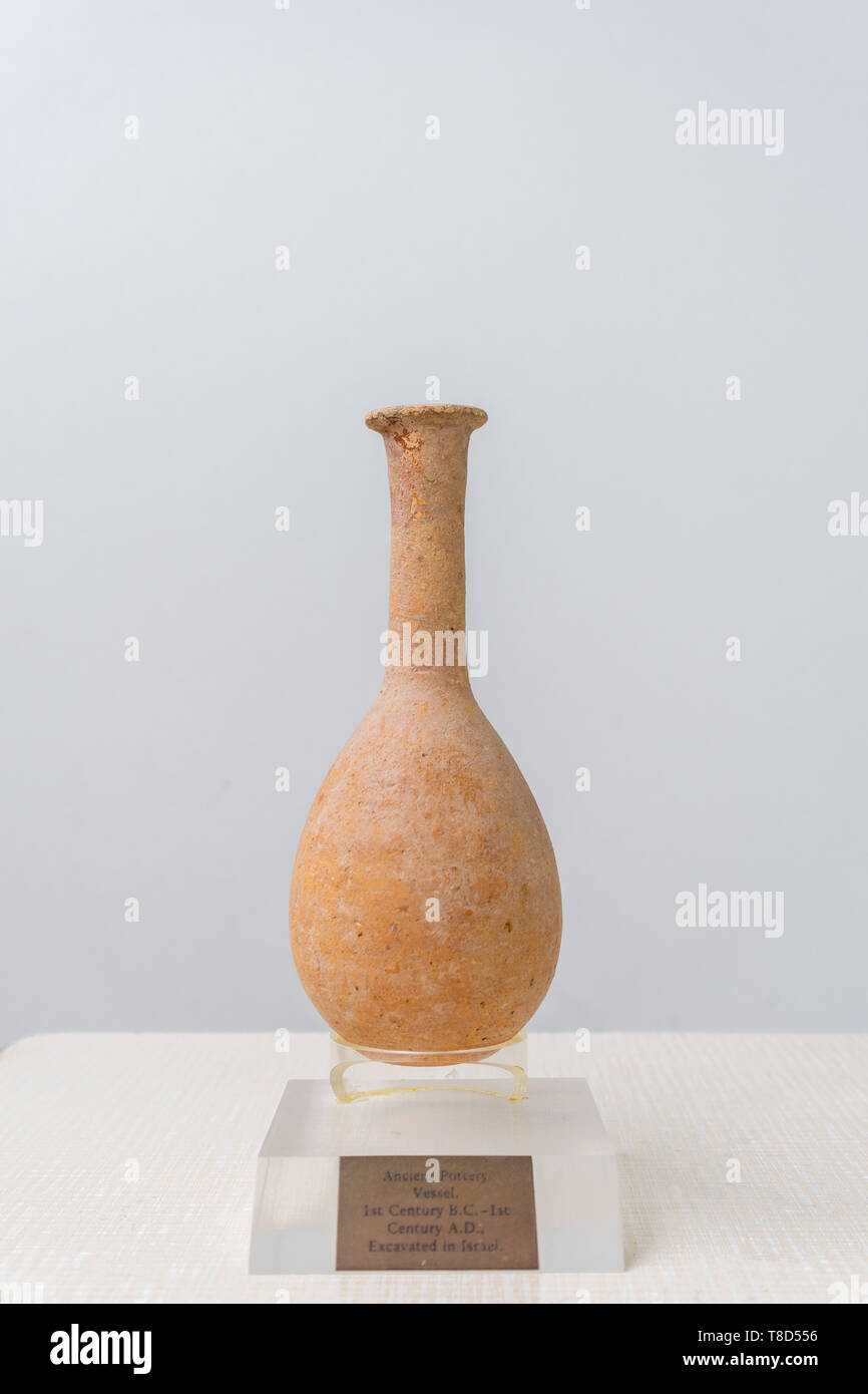 Antike seltene Keramik Behälter, 1. Jahrhundert v. Chr. - 1. Jh. N.CHR., in Israel ausgegraben, Judäa/Juda. Stockfoto