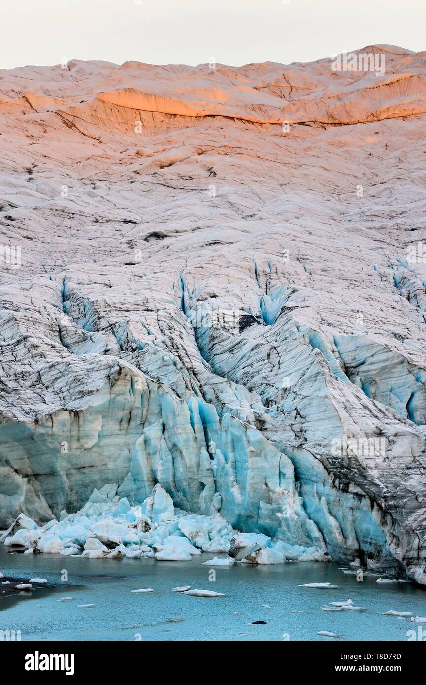 Grönland, Central Western Region in Richtung Kangerlussuaq Bay, Isunngua Highland, das Rentier Glacier (Teil der Russell Gletscher) am Rande der Eiskappe und innerhalb der UNESCO Weltkulturerbe - Nipisat Aasivissuit entfernt Stockfoto