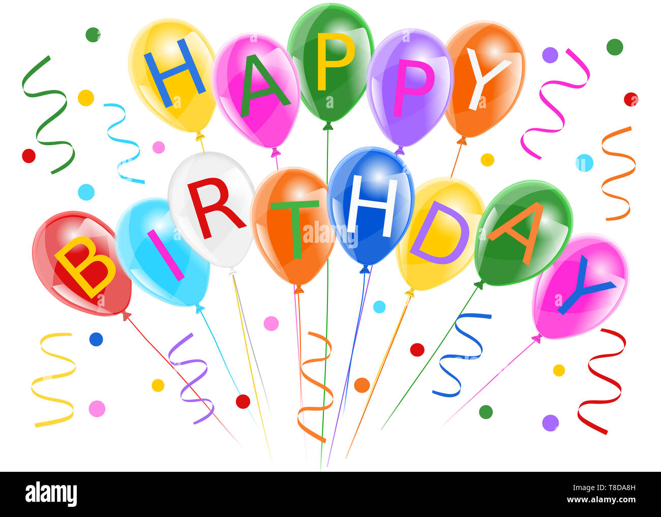 Bunte Luftballons Mit Schreiben Alles Gute Zum Geburtstag Stockfotografie Alamy