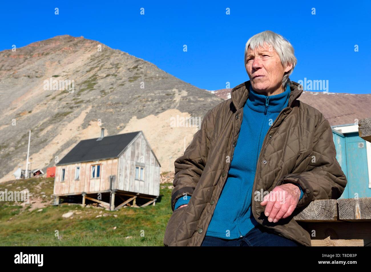 Grönland, Nordwestküste, Smith Sound im Norden von Baffin Bay, Siorapaluk, die nothern Dorf aus Grönland, die französische Frau Jocelyne Ollivier-Henry Leben in diesem Dorf Stockfoto