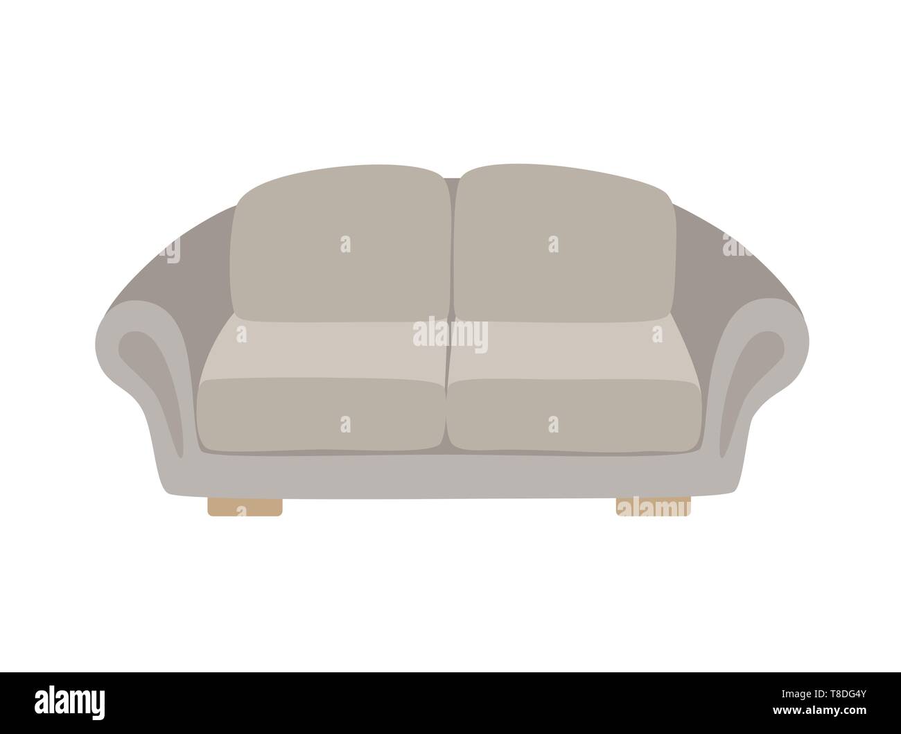 Sofa und Tisch grau bunt Cartoon Illustration Vektor. Komfortable Lounge für Interior Design auf weißem Hintergrund. Stock Vektor
