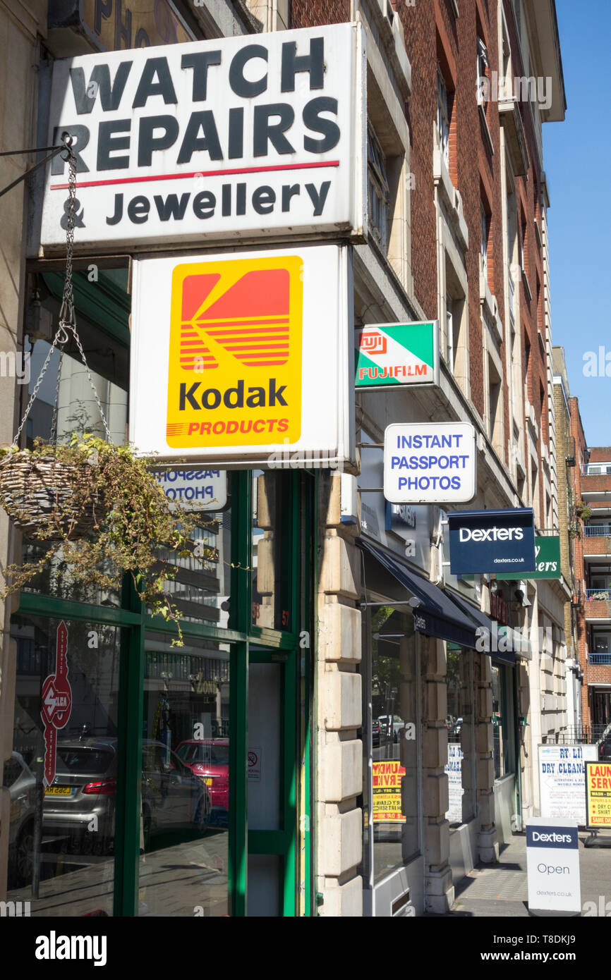 Kodak signage außerhalb ein Shop in Central London, UK Stockfoto