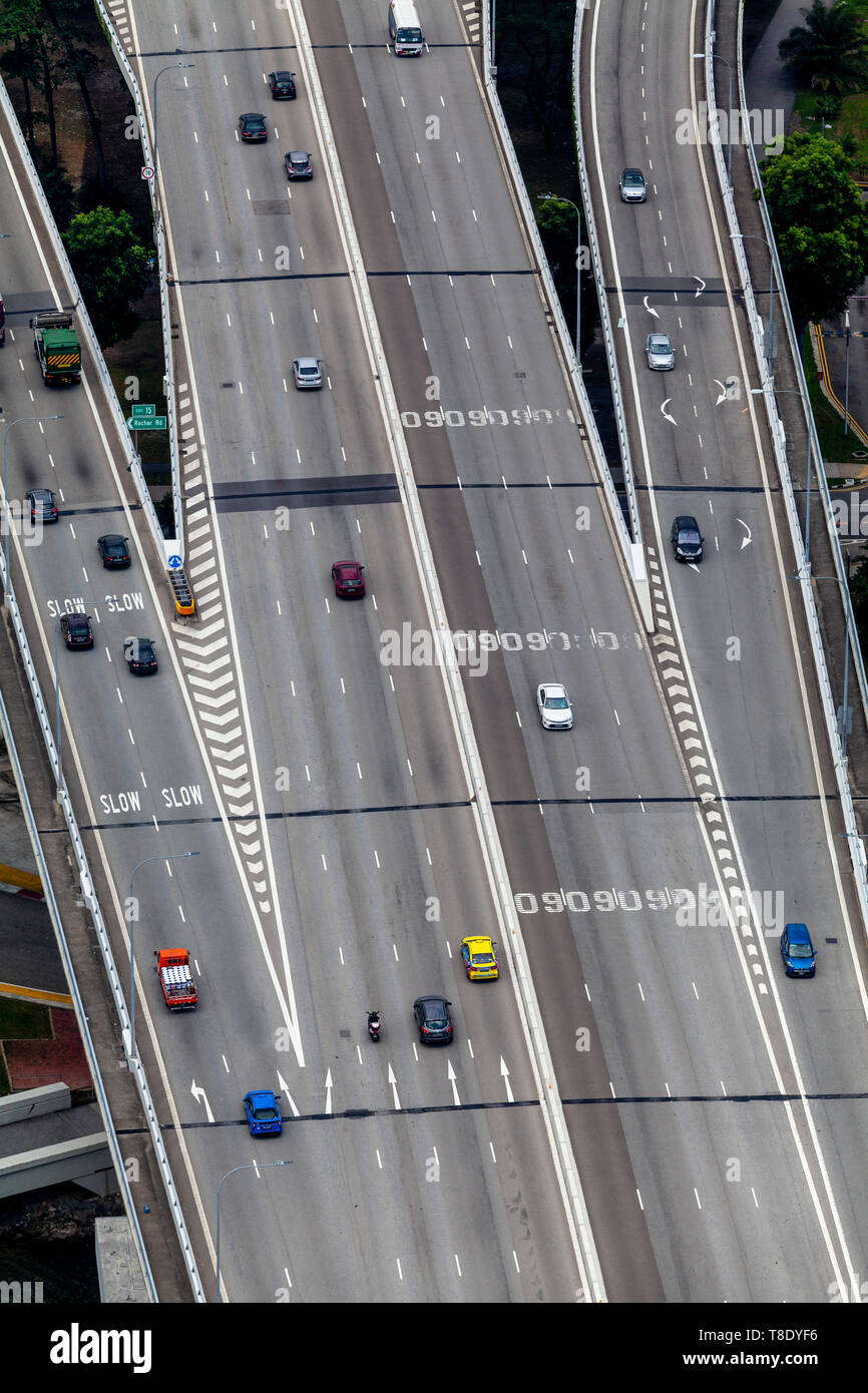 Eine Luftaufnahme von Benjamin Sheares Brücke, Singapur, Südostasien Stockfoto