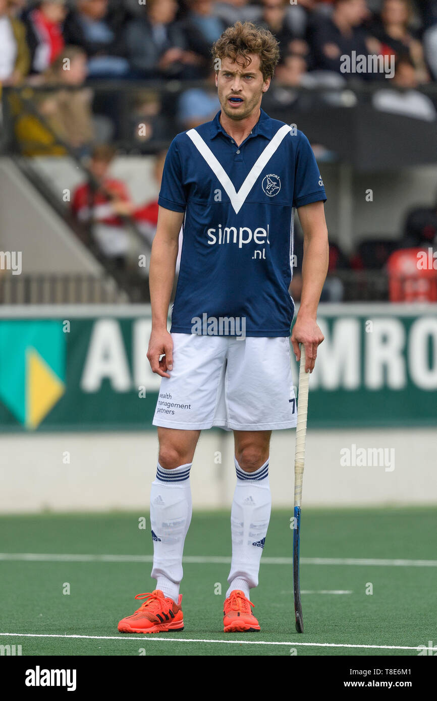 AMSTELVEEN, 11-05-2019, Hoofdklasse Hockey Heren Seizoen 2018-2019. Veranstaltungsort: Wagener Stadion. Jordán Beekmans während des Spiels AH&BC Amsterdam vs HC Pinoké. Stockfoto