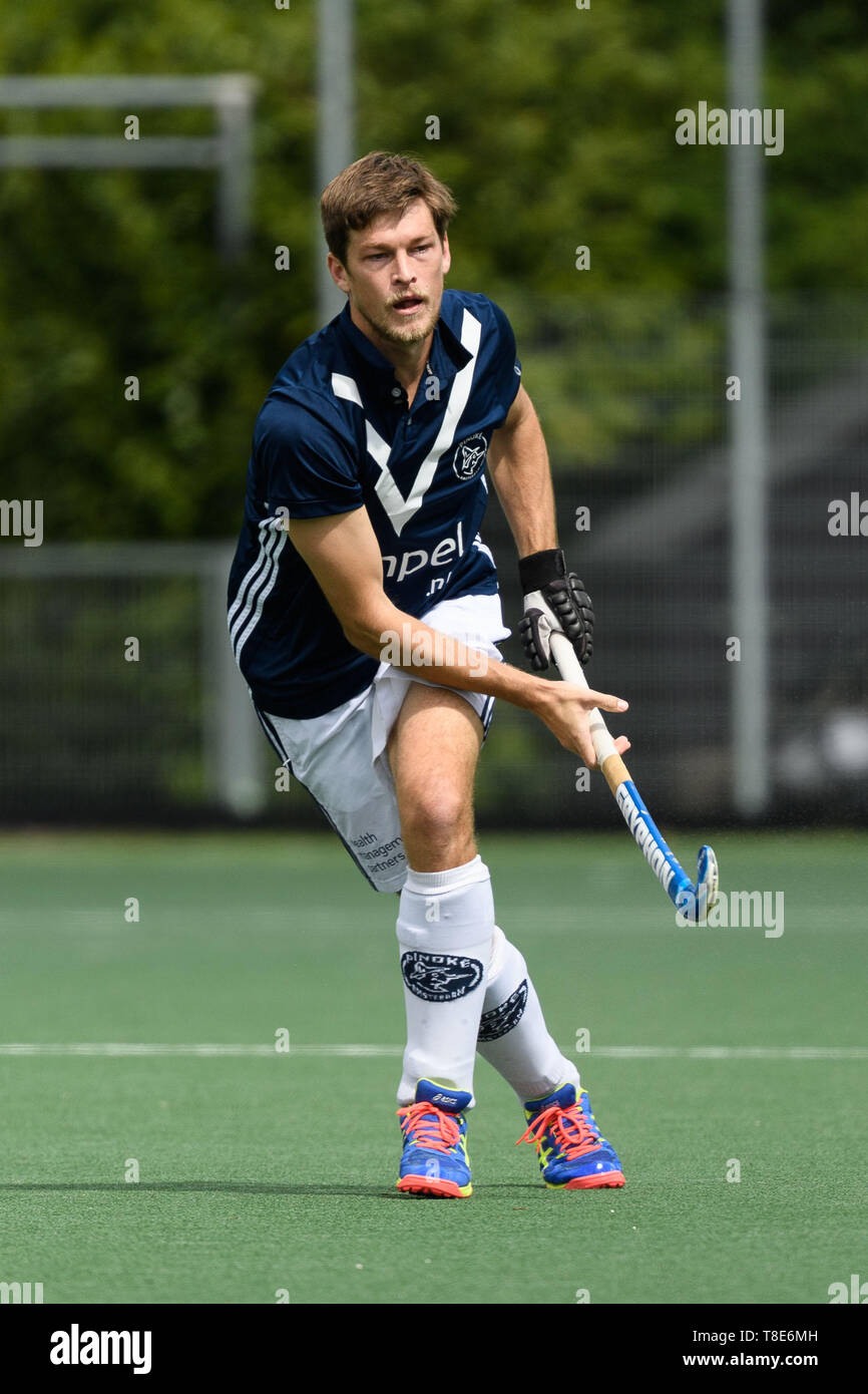 AMSTELVEEN, 11-05-2019, Hoofdklasse Hockey Heren Seizoen 2018-2019. Veranstaltungsort: Wagener Stadion. Marcus Kind während des Spiels AH&BC Amsterdam vs HC Pinoké. Stockfoto