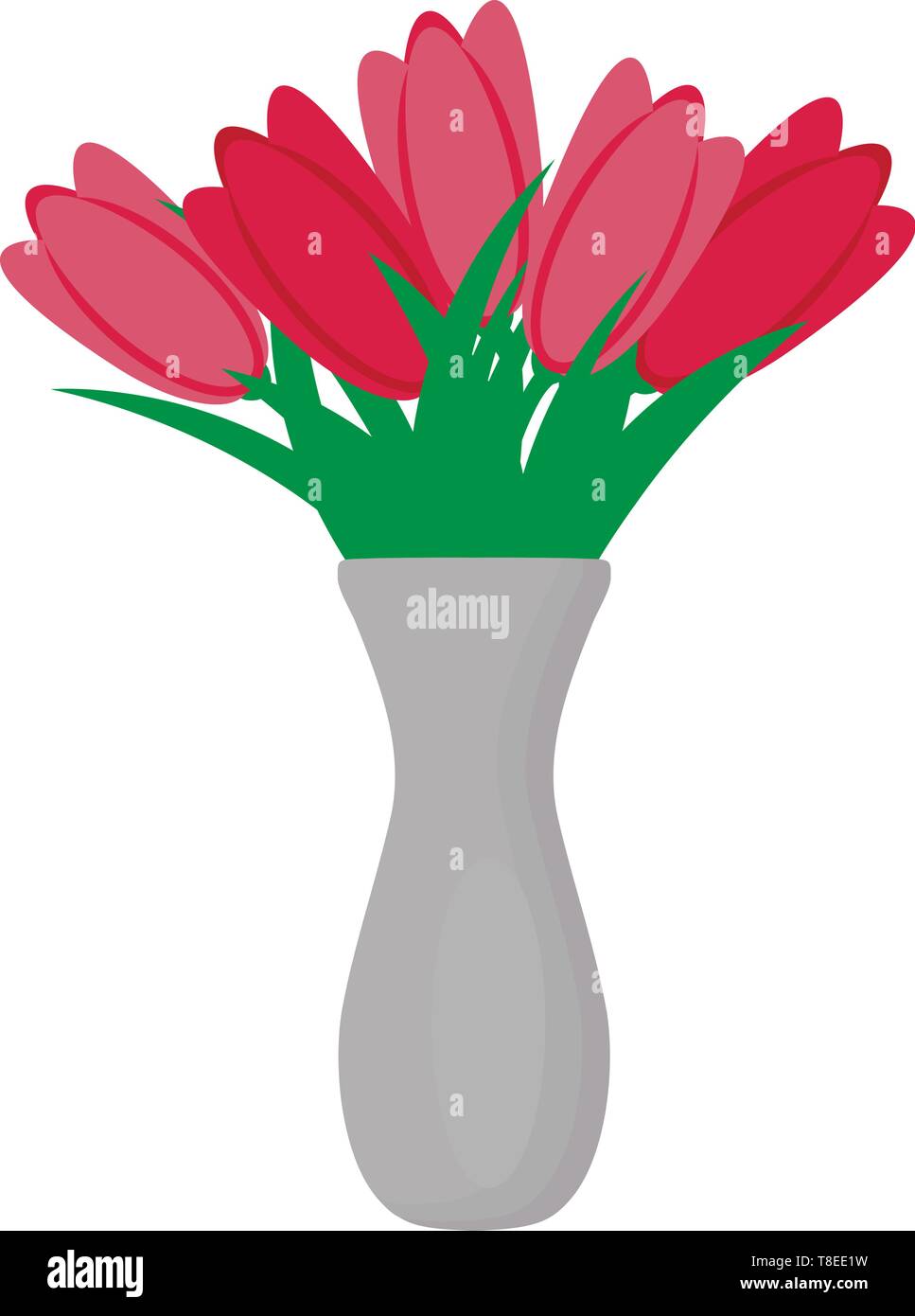 Blumenstrauß aus rosa Tulpen in der Vase, Vektor flach isoliert Abbildung Stock Vektor