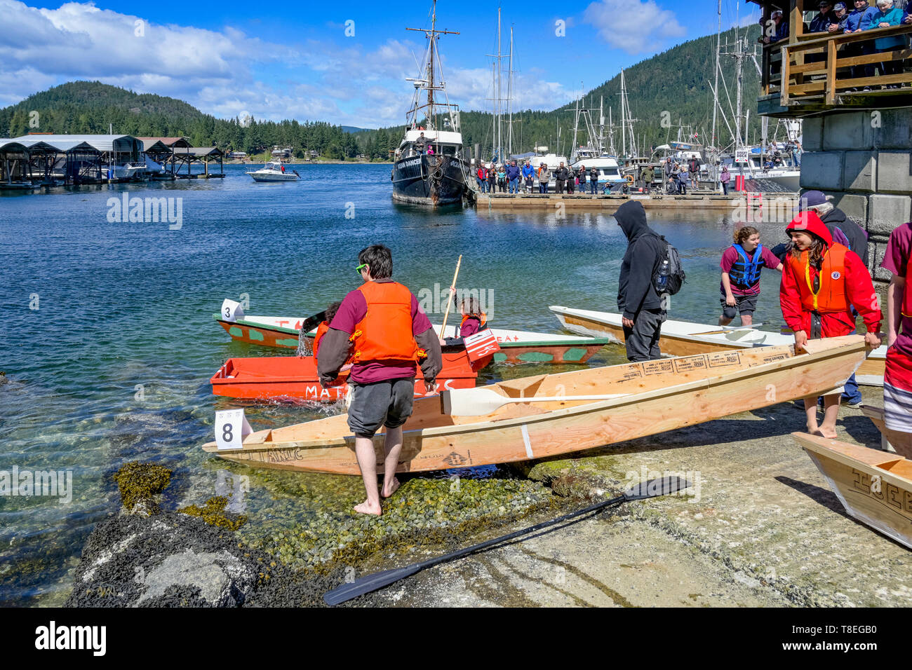 April Werkzeuge Holz- Boot Herausforderung, Pender Harbour, Sunshine Coast, British Columbia, Kanada Stockfoto