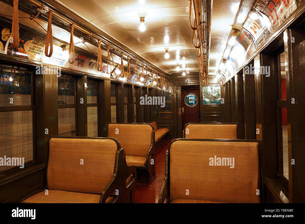 Innenraum eines BU-Auto (BRT), New York Transit Museum Stockfoto