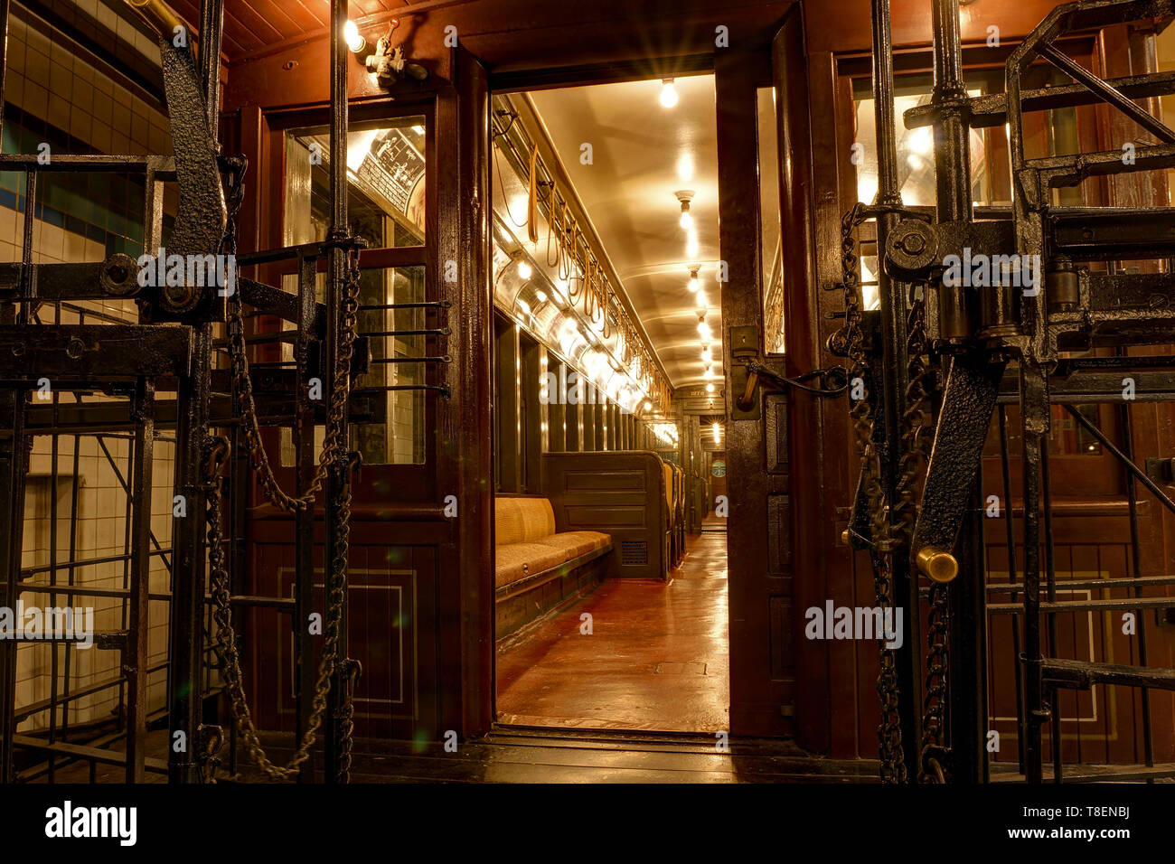 Innenraum eines BU-Auto (BRT), New York Transit Museum Stockfoto