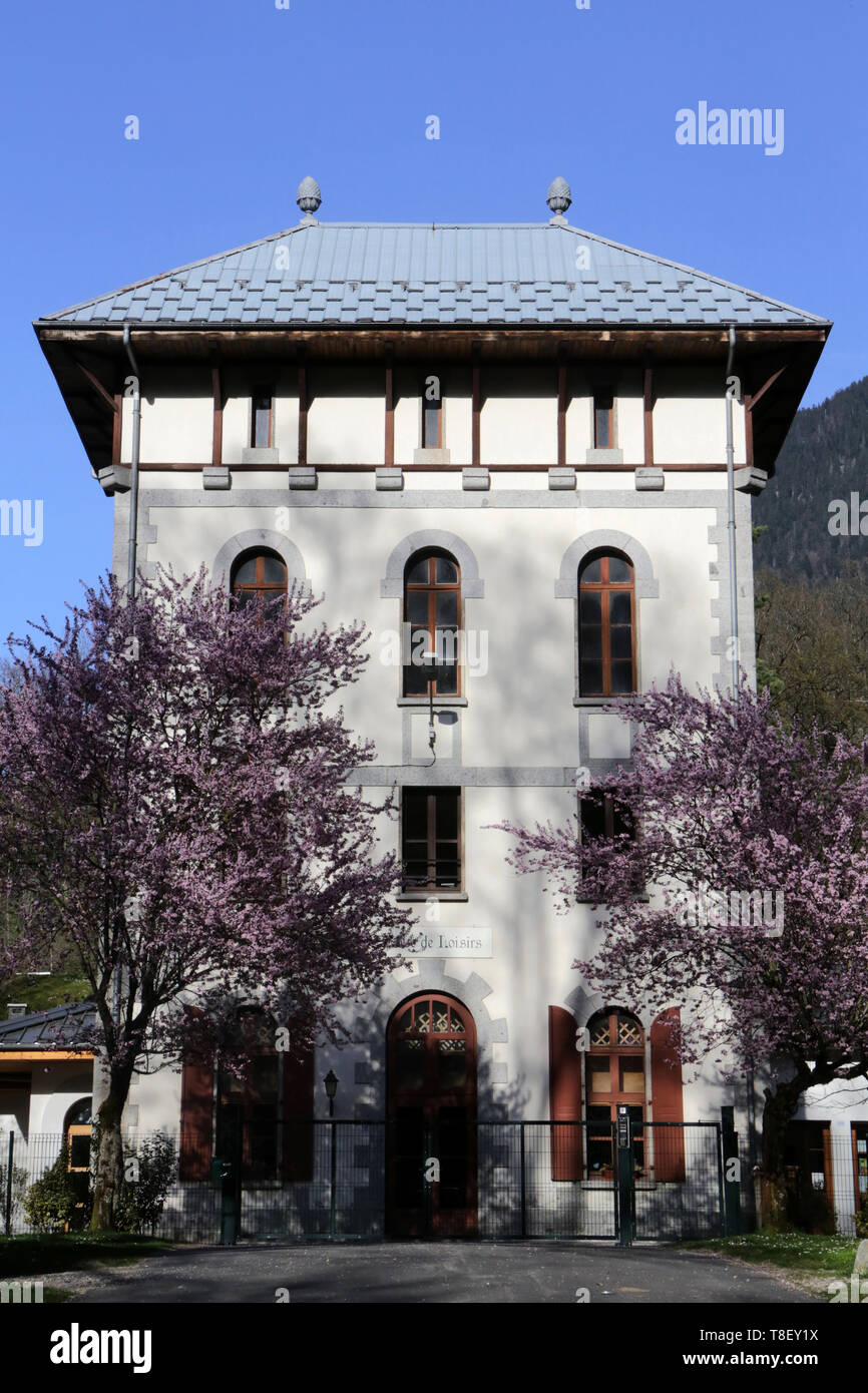 Centre de Loisirs du Laiget dans le Parc Thermal. Saint-Gervais-les-Bains. Haute-Savoie. Auvergne-Rhône-Alpes. Frankreich. Europa. Stockfoto