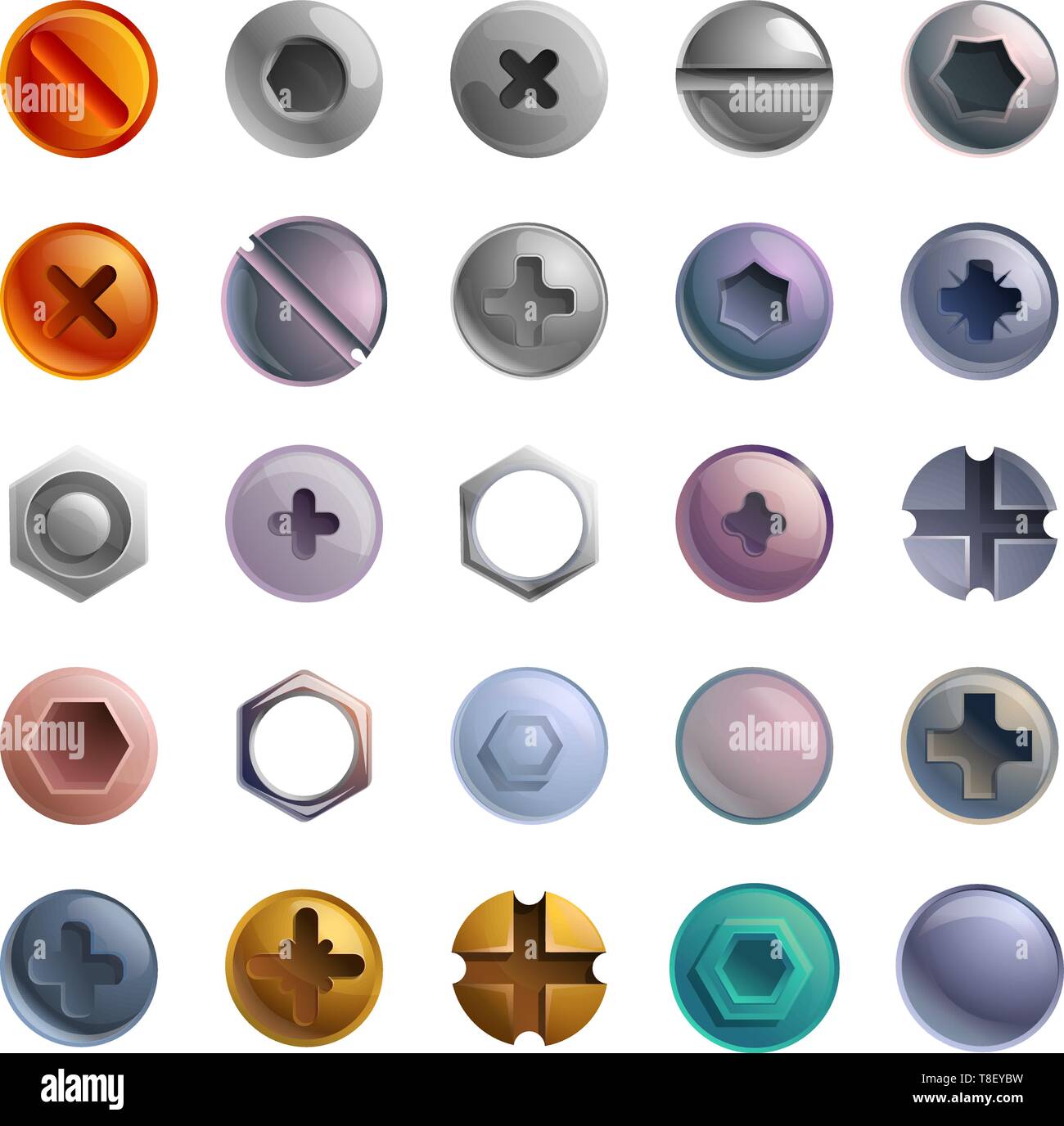 Schraube Schraube Symbole gesetzt. Cartoon von schraube schraube Vector Icons für Web Design Stock Vektor